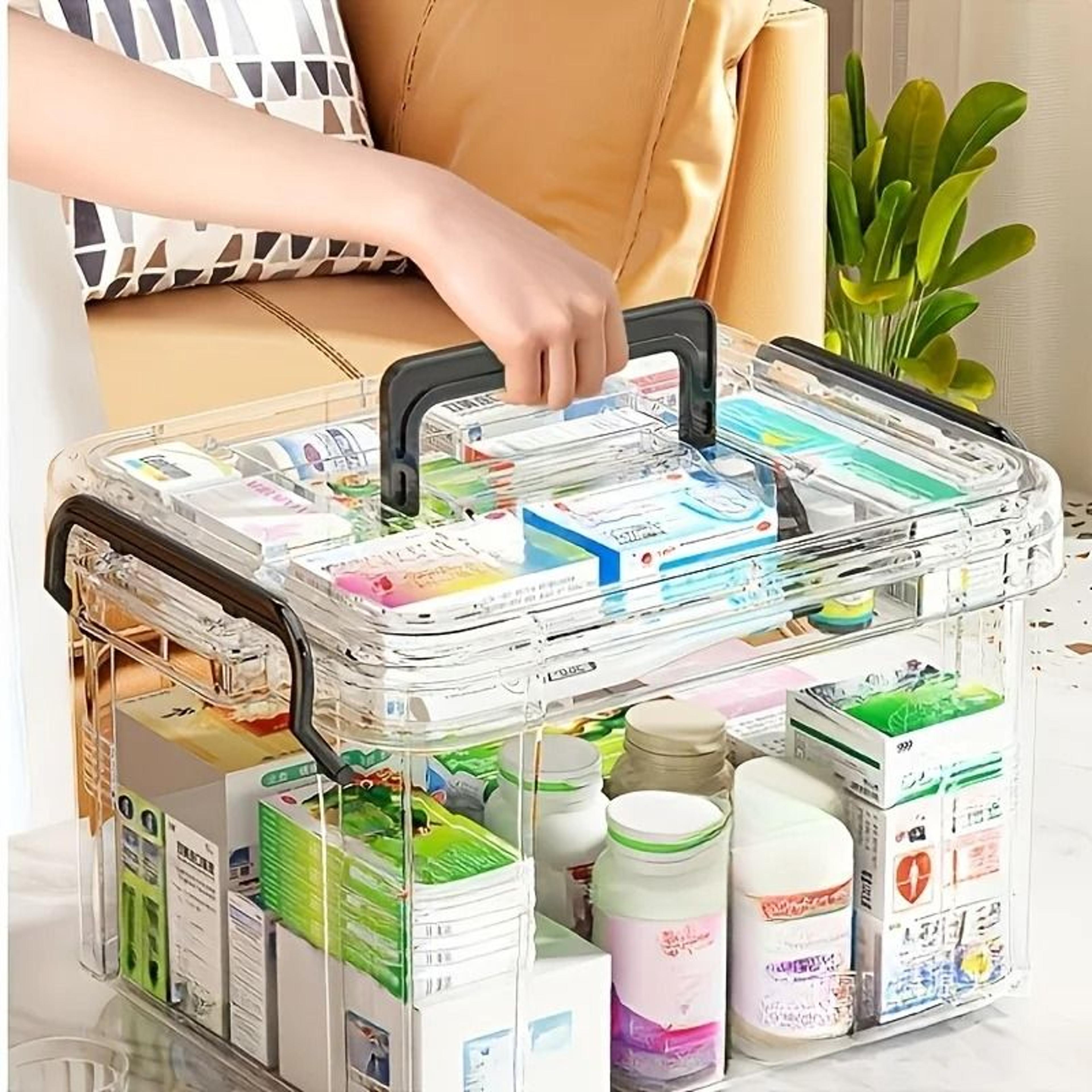 Modern Waterproof Double Layer Medicine Storage Box With Flip Top Closure 2