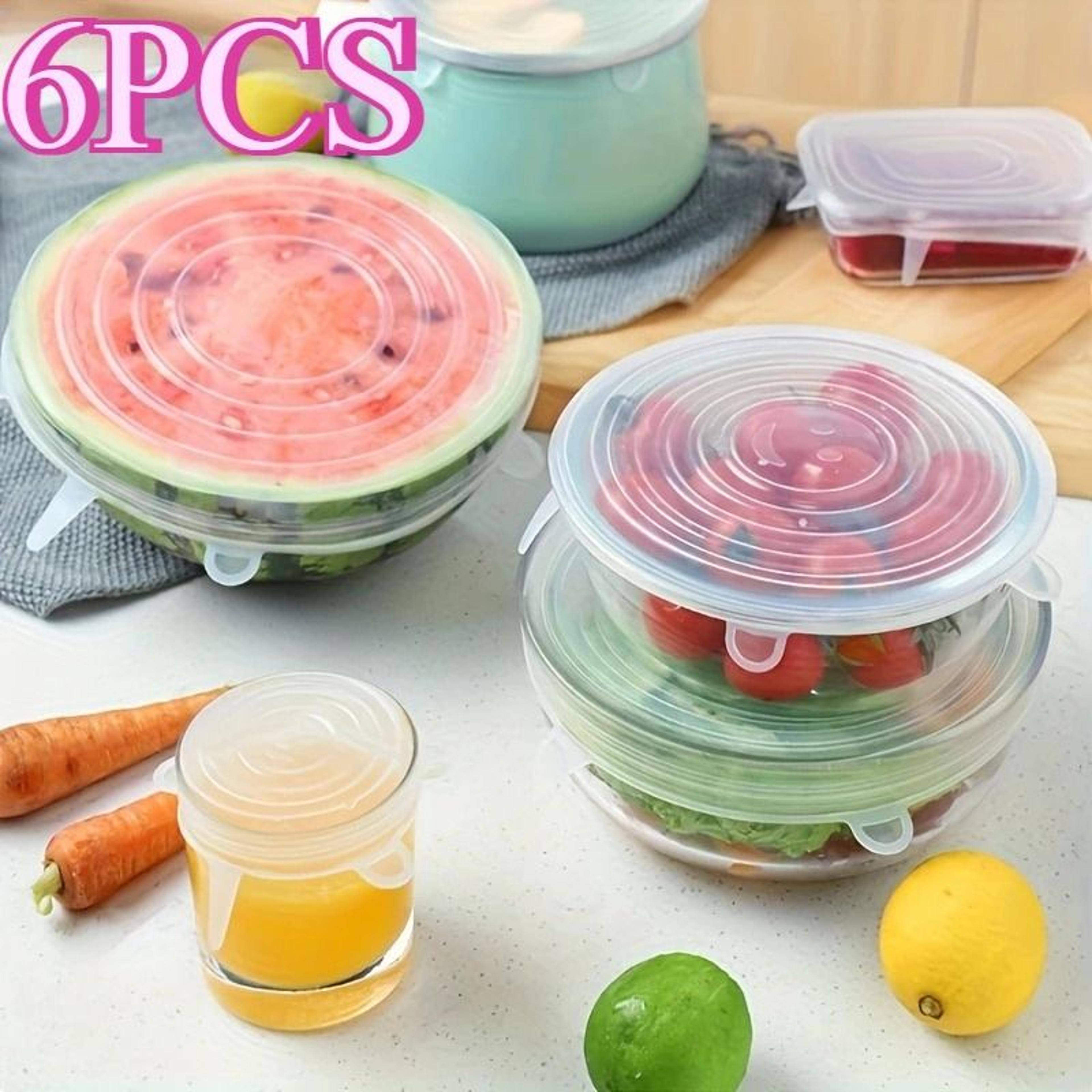 6 piece reusable silicone bowl lids for food storage and kitchen leftovers