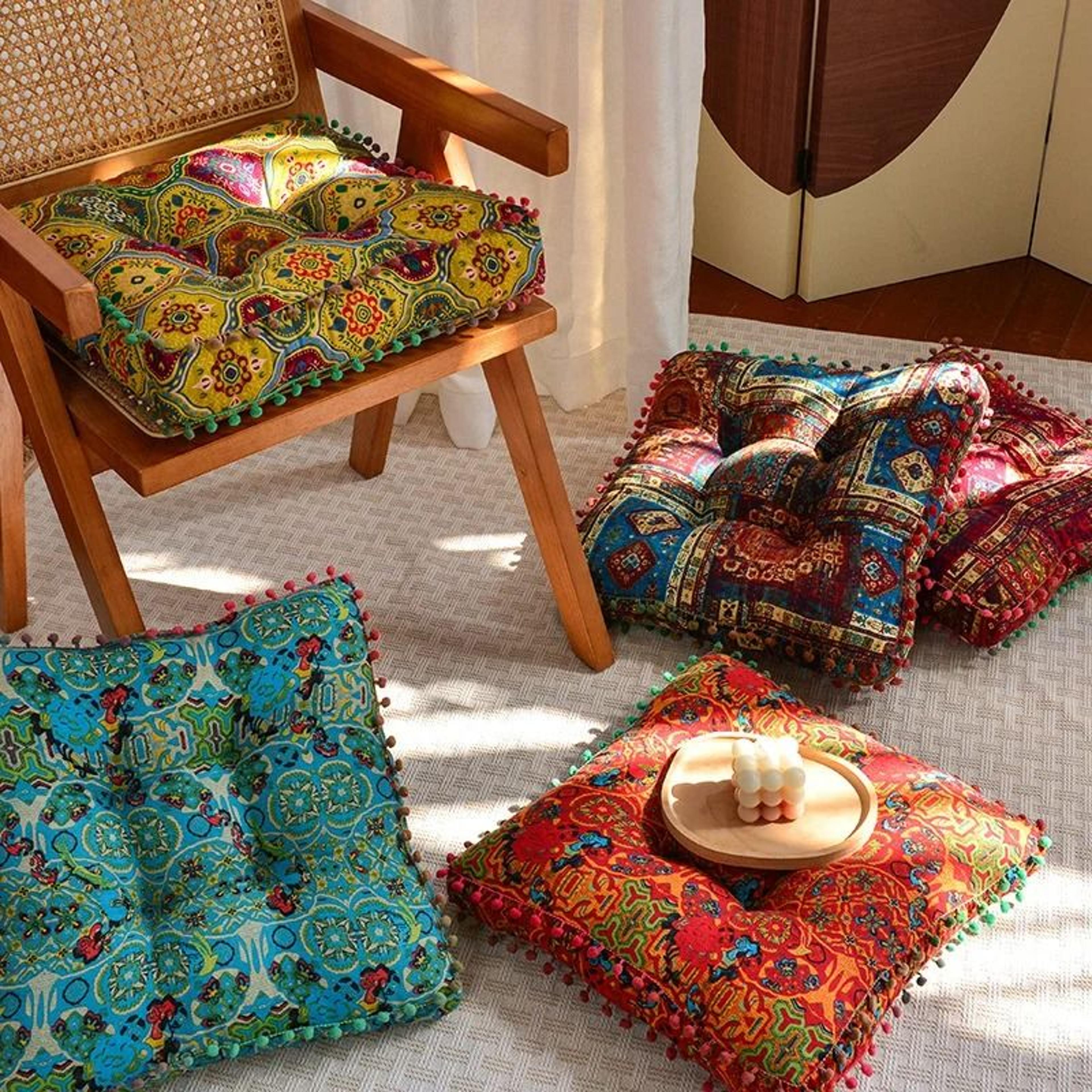 bohemian tatami floor cushion large soft mat for balcony window seat and floor sitting