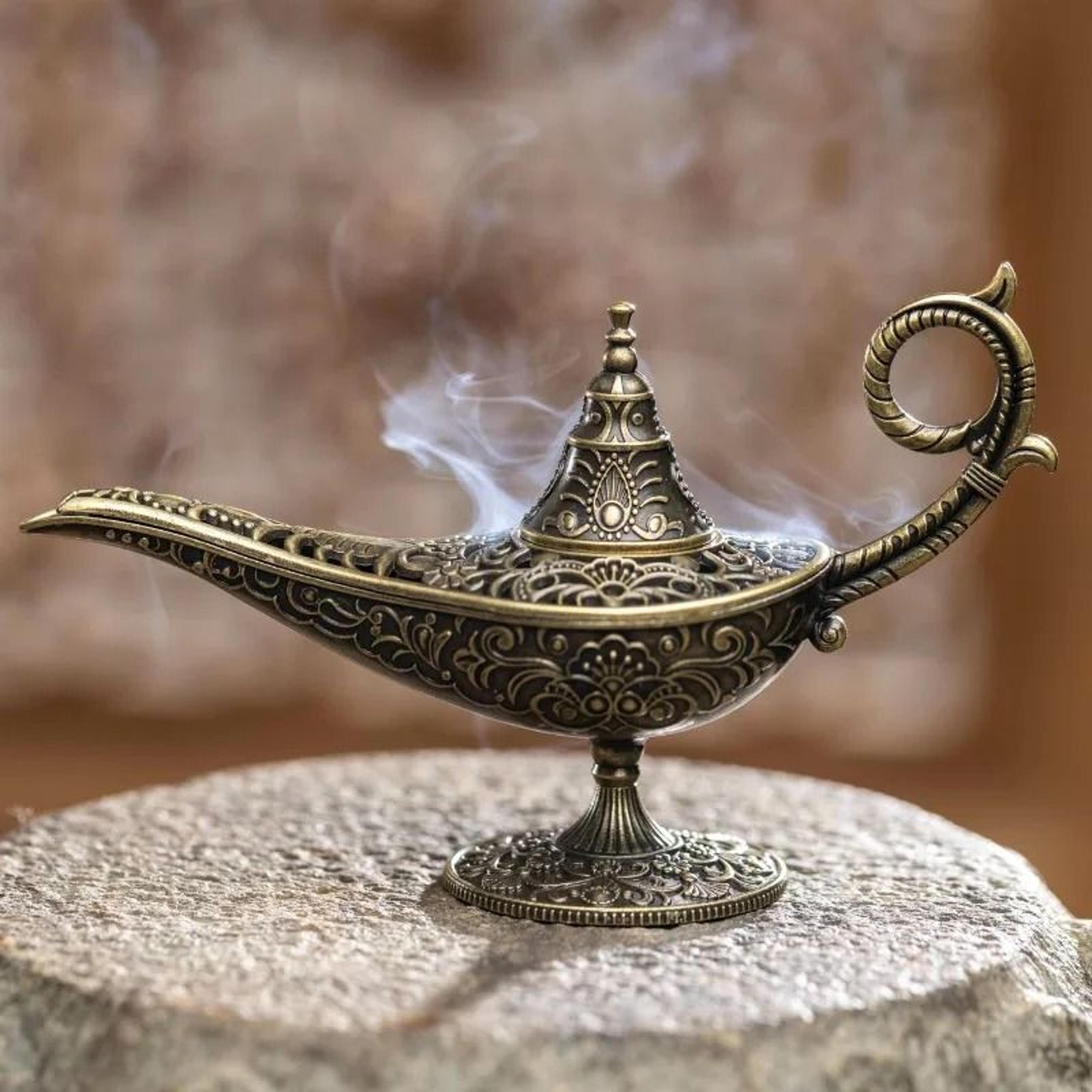 Vintage Aladdin Magic Lamp Incense Burner Decorative Metal Incense Holder For Home Decor Meditation 3