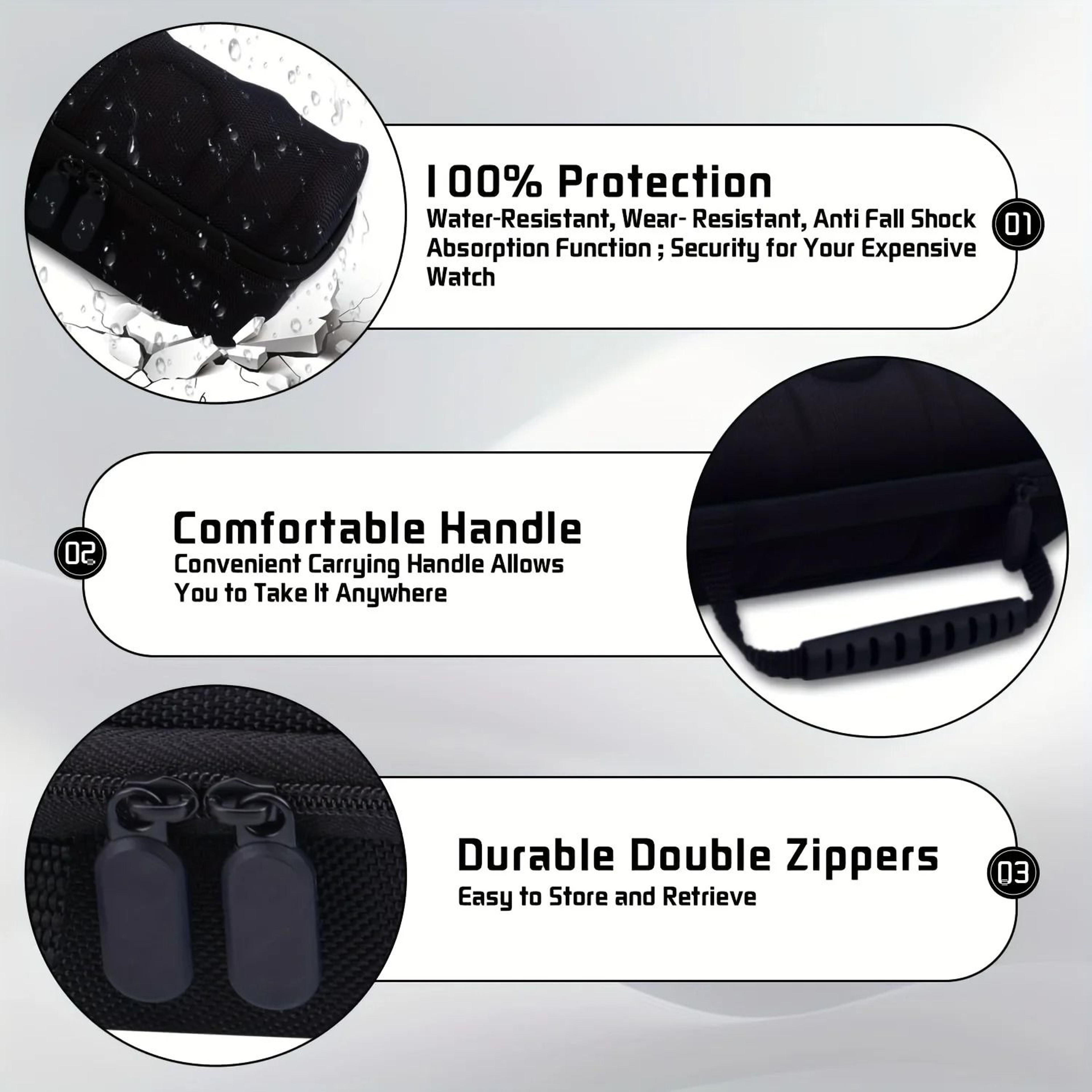 Black Nylon 5 Slot Watch Travel Case Protective Watch Organizer With Pillows 4