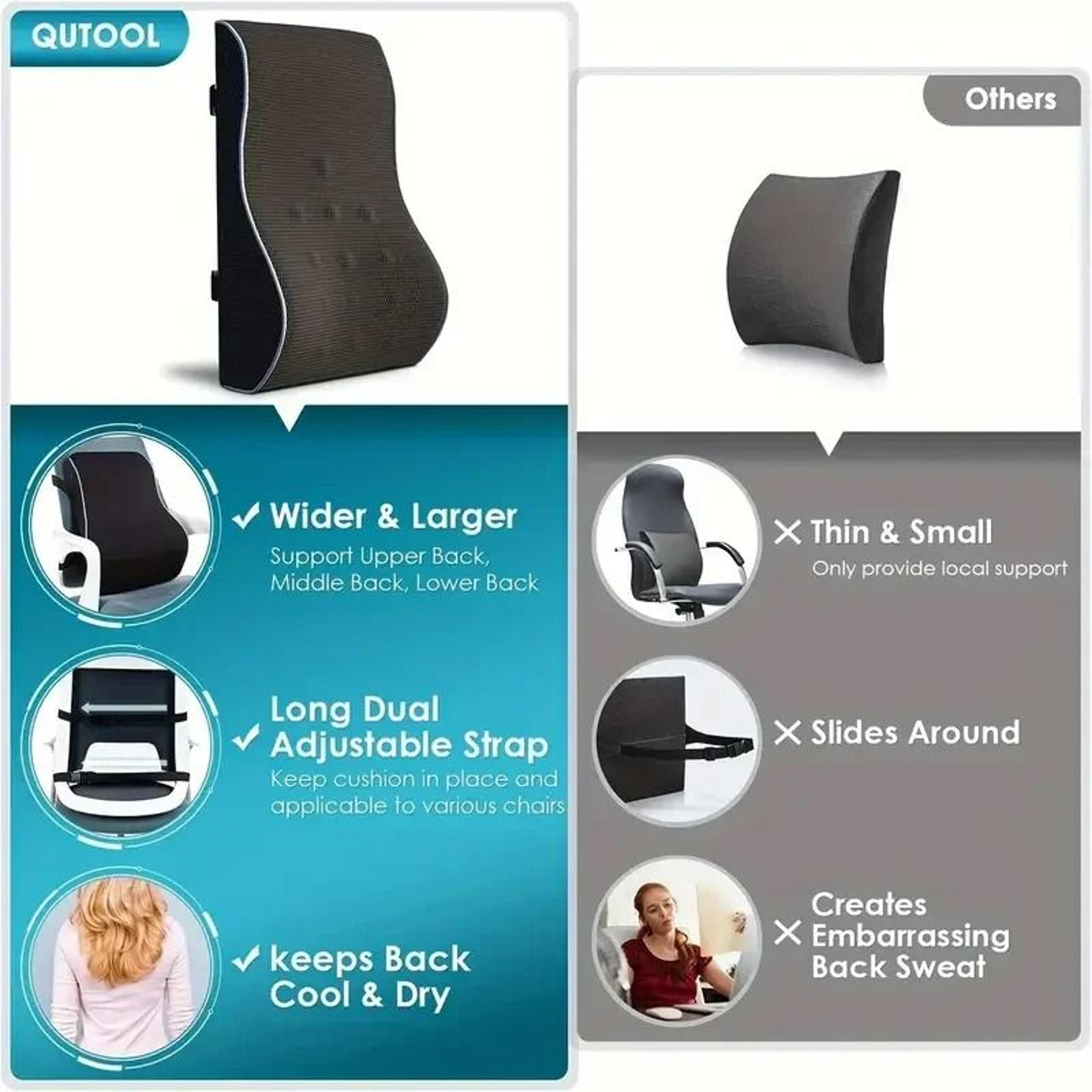 Memory Foam Lumbar Support Pillow With Adjustable Spine Cushion And Breathable Mesh Cover 3