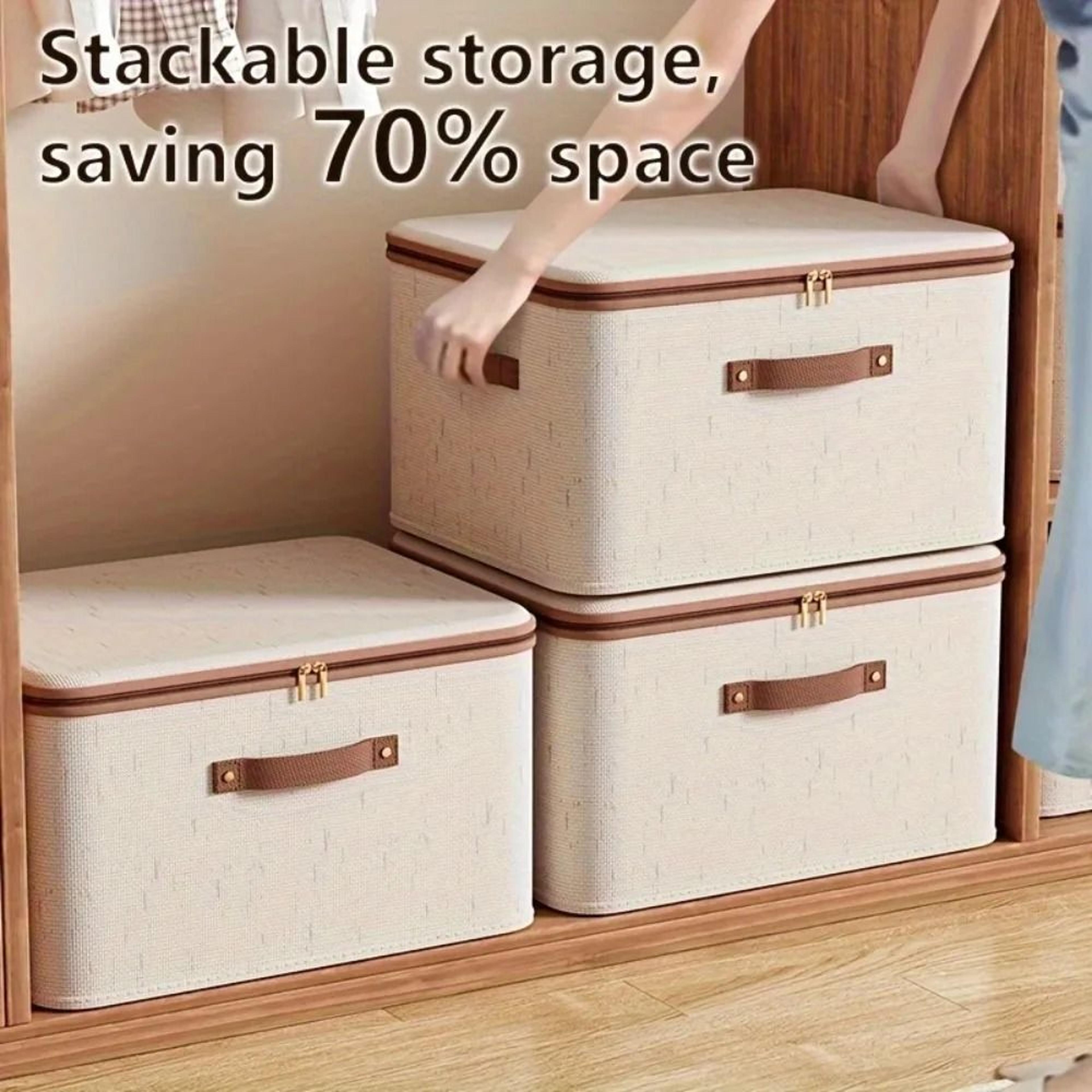 Foldable Linen Under Bed Storage Box With Lid And Double Zippers 0