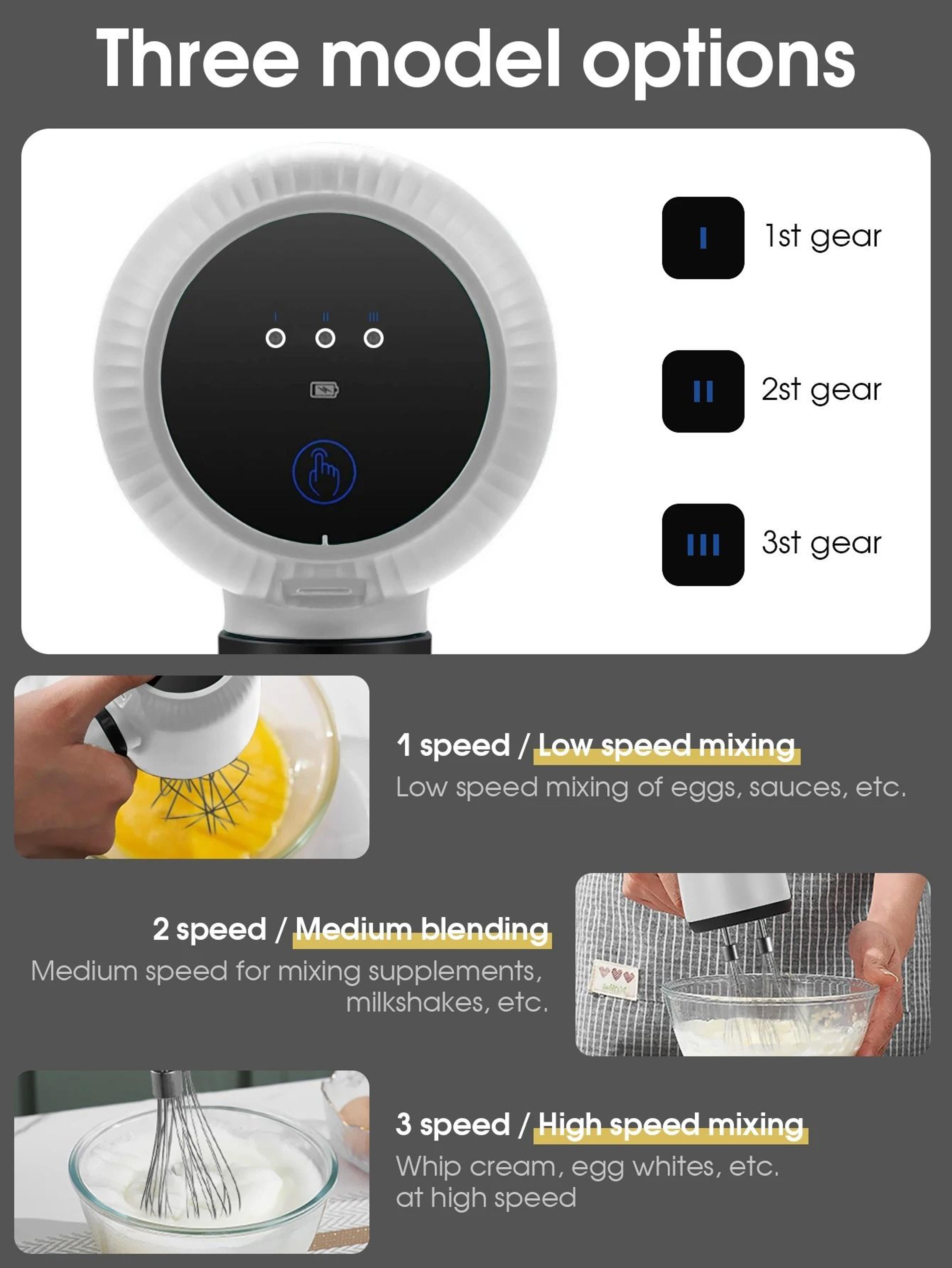 USB Rechargeable Hand Mixer With 3 Speeds And 2 Whisks 3