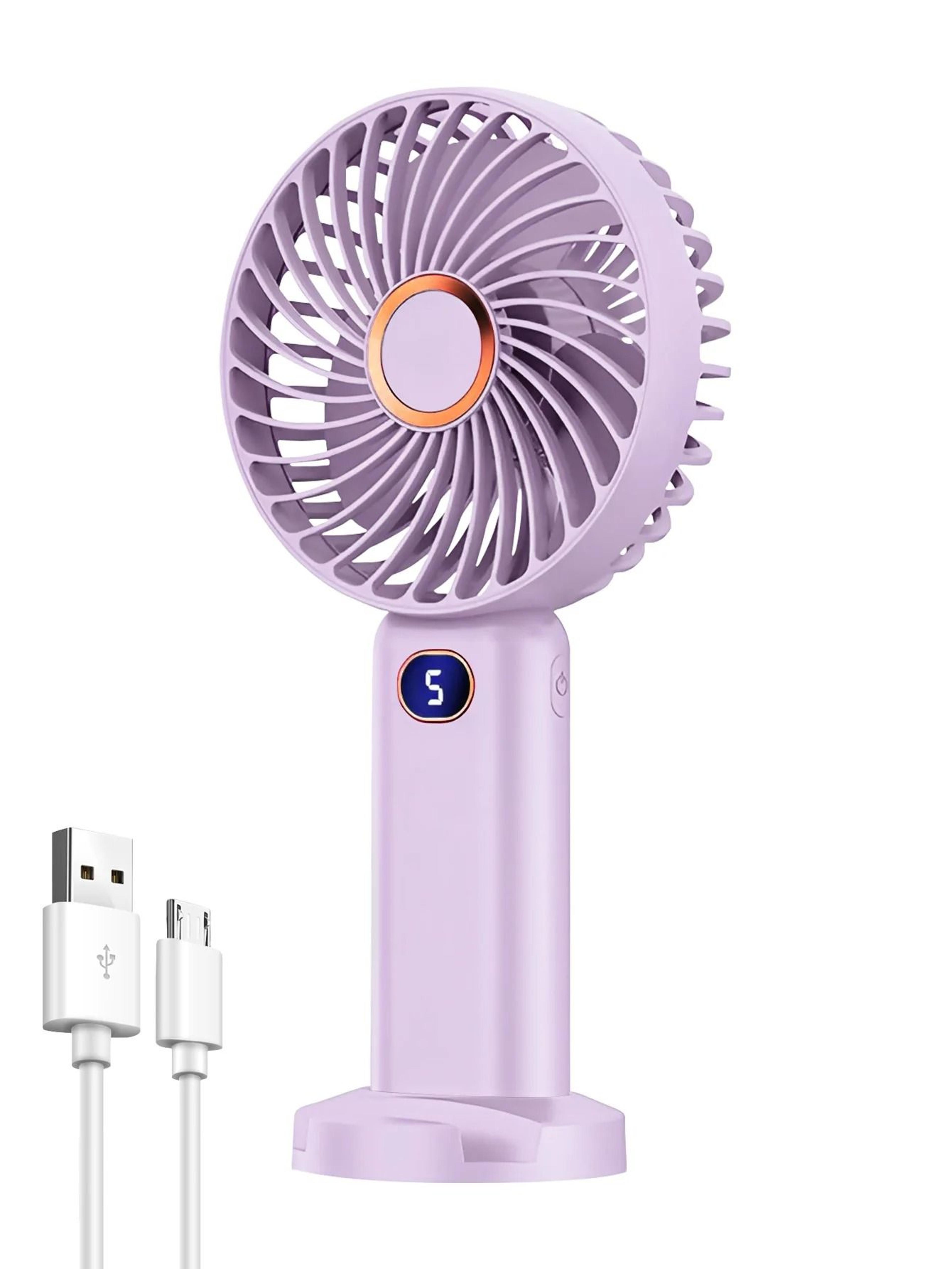 USB Rechargeable Portable Handheld Fan With Digital Display And 5 Speeds 10