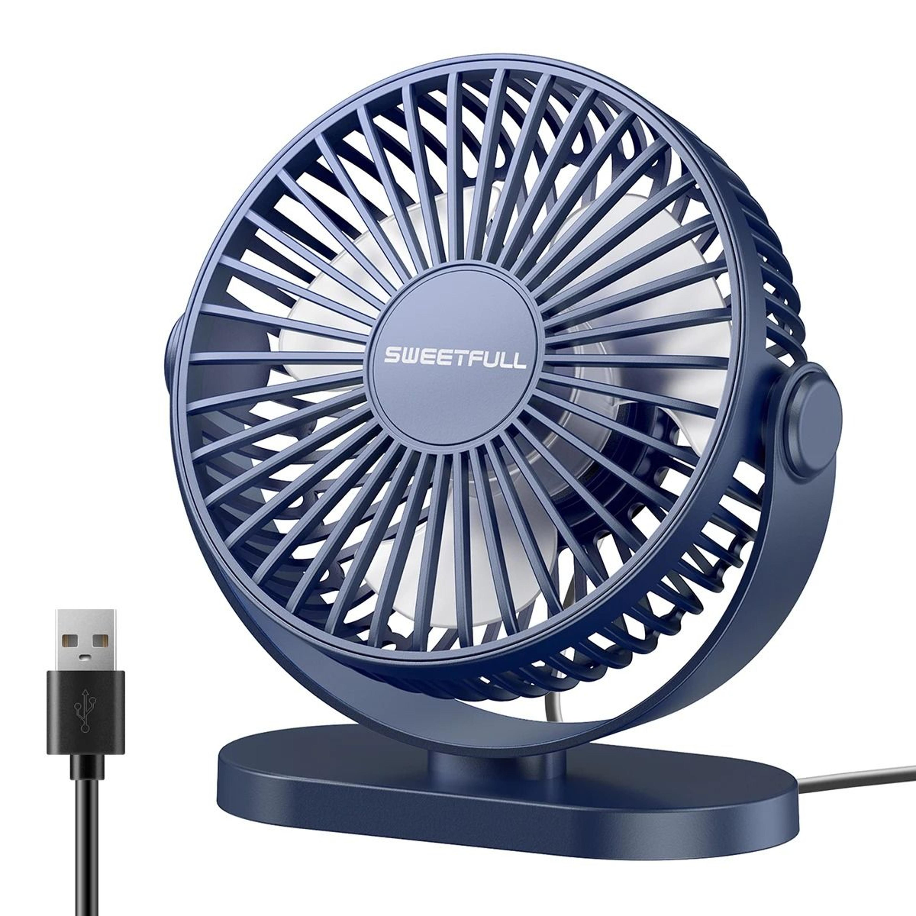 USB Mini Desk Fan With Wall Mount And 3 Speed Air Circulation 12