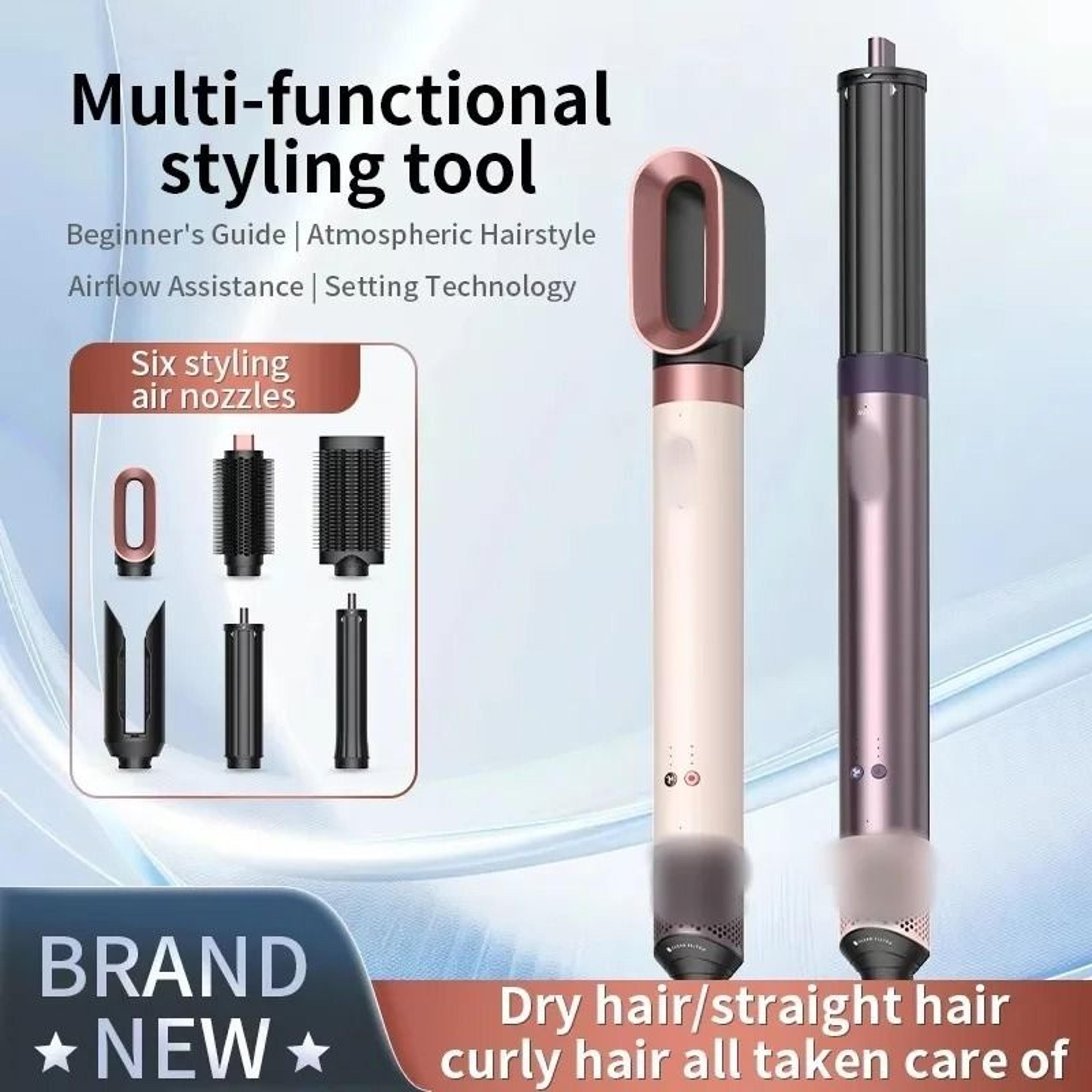 6 in 1 hot air styler hair dryer brush curling and straightening set