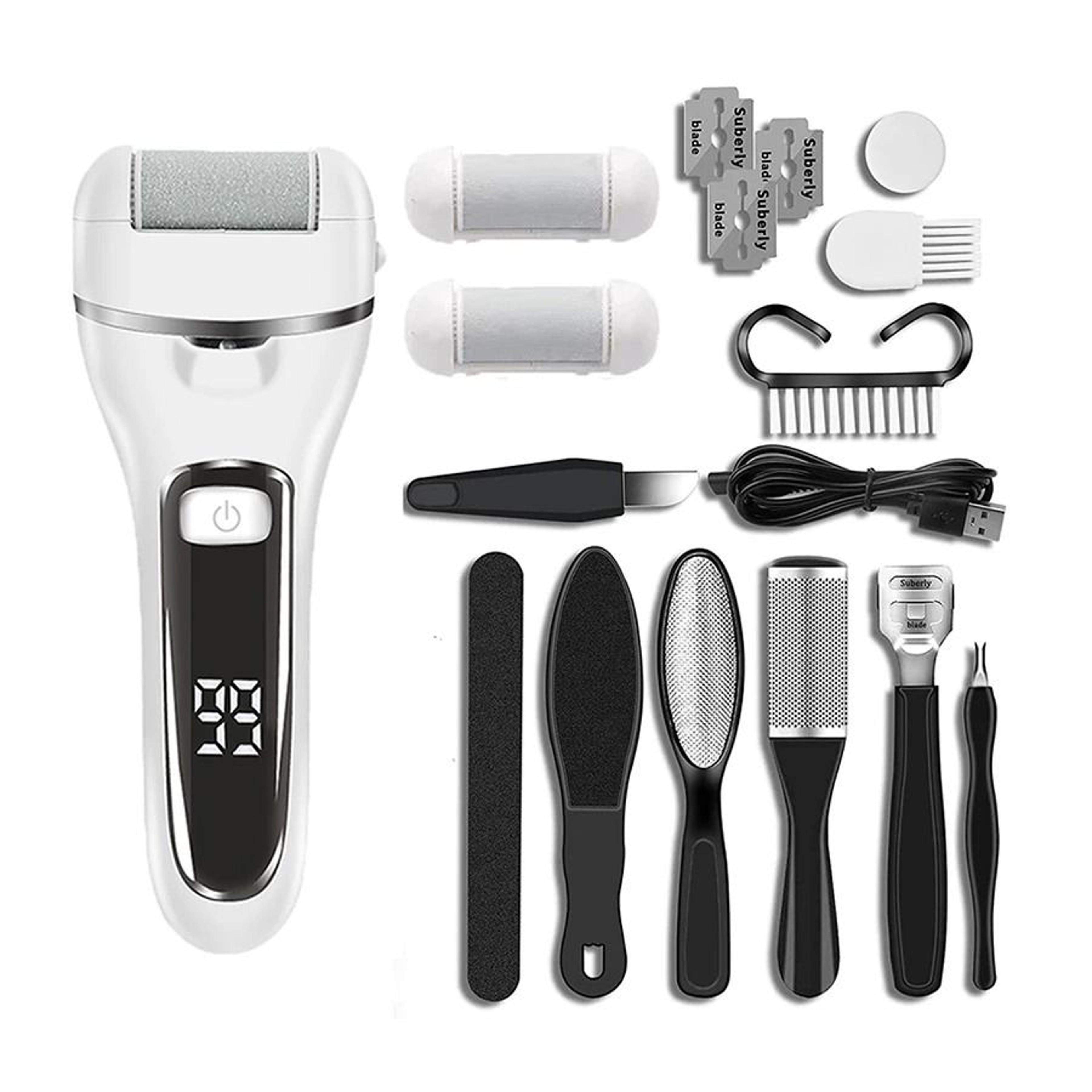 Professional Electric Callus Remover Rechargeable Foot File With 3 Roller Heads 7
