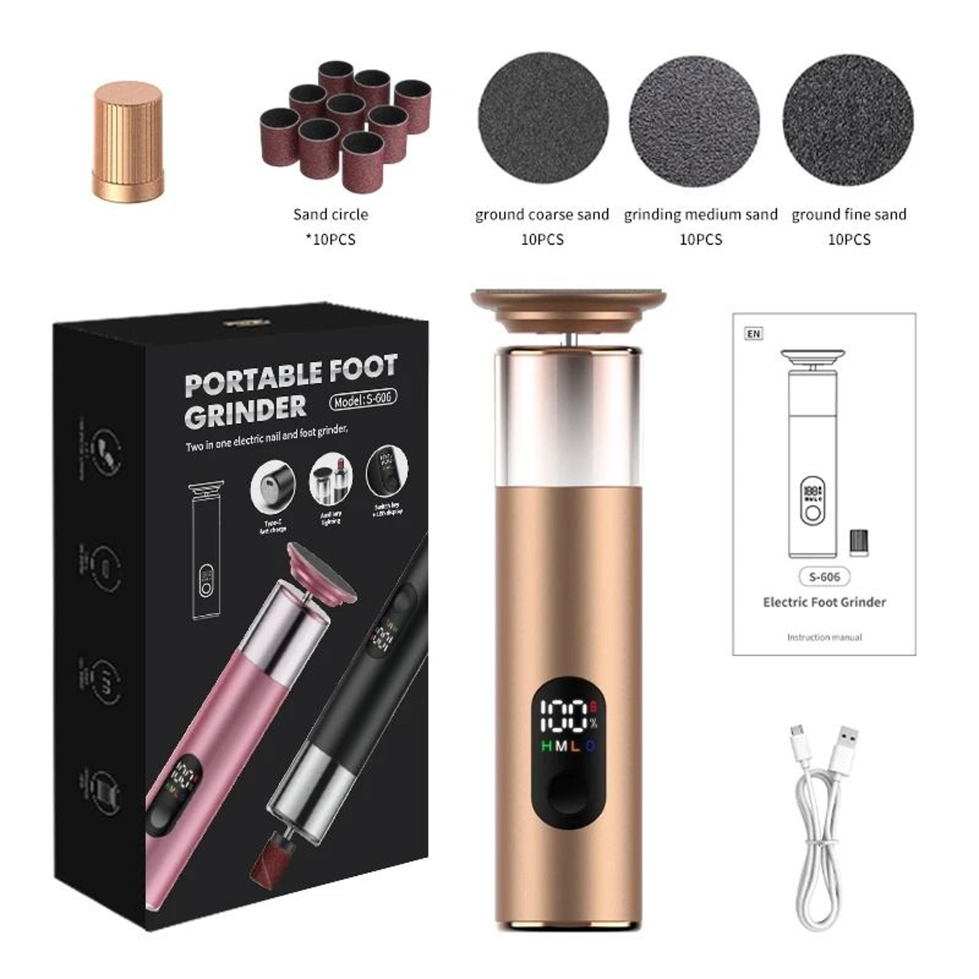 2 In 1 Electric Foot File Rechargeable Callus Remover And Nail Pedicure Tool With 60 Sanding Discs 7