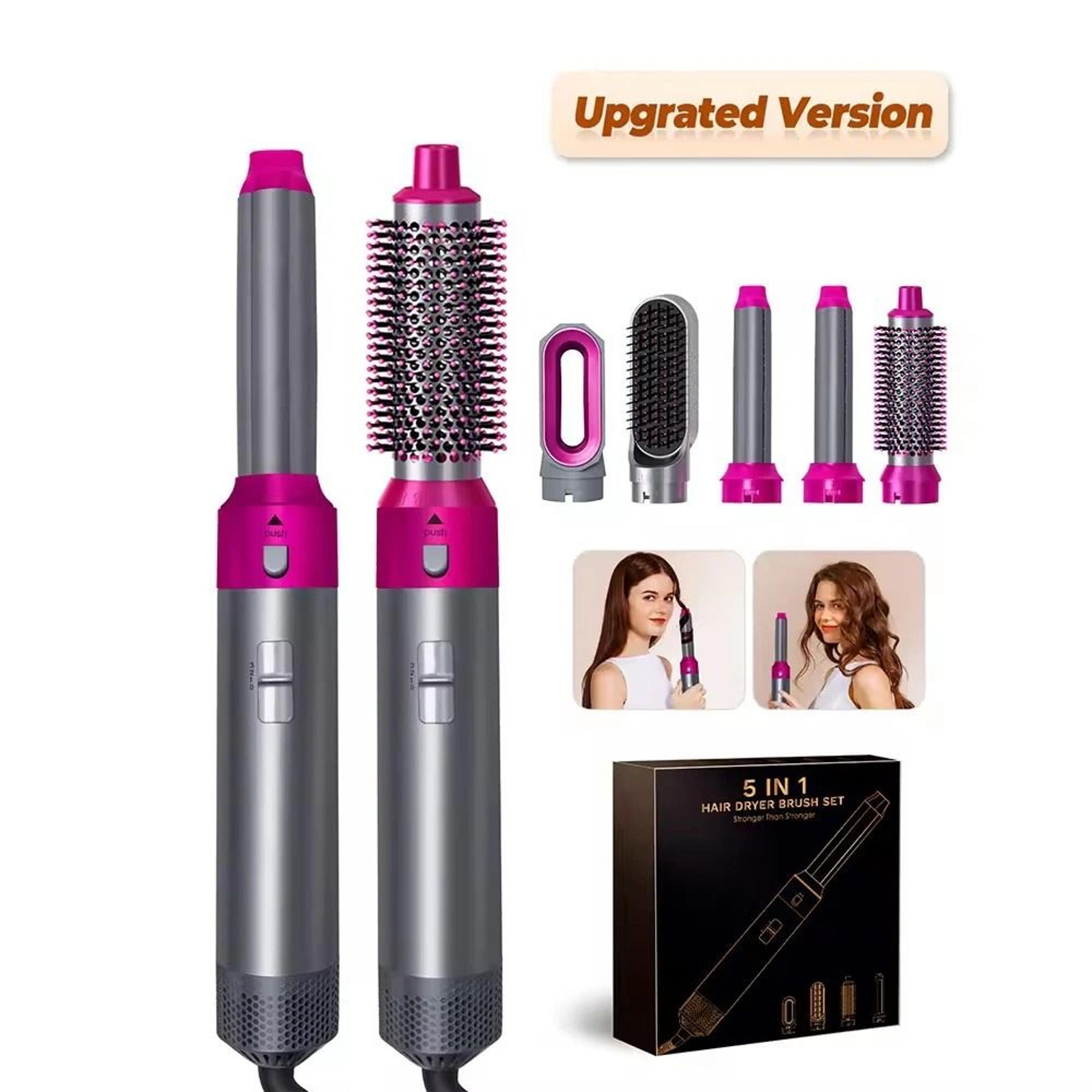 5 In 1 Ionic Hair Dryer Brush Hot Air Styler With Straightening Curling And Volumizing Attachments 1