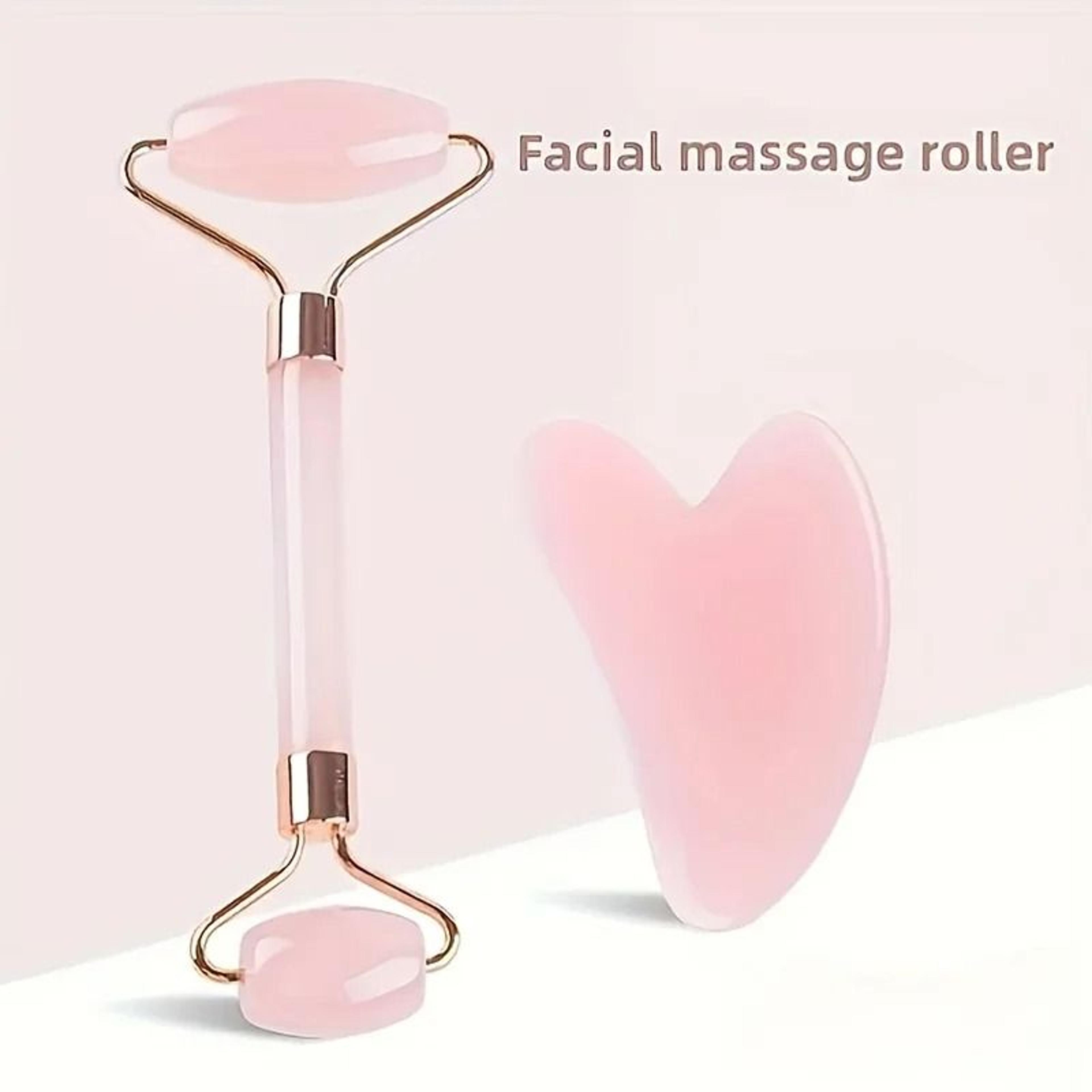 Heart Shape Gua Sha And Facial Roller Set Double Ended Face Massager For Skin Care 1