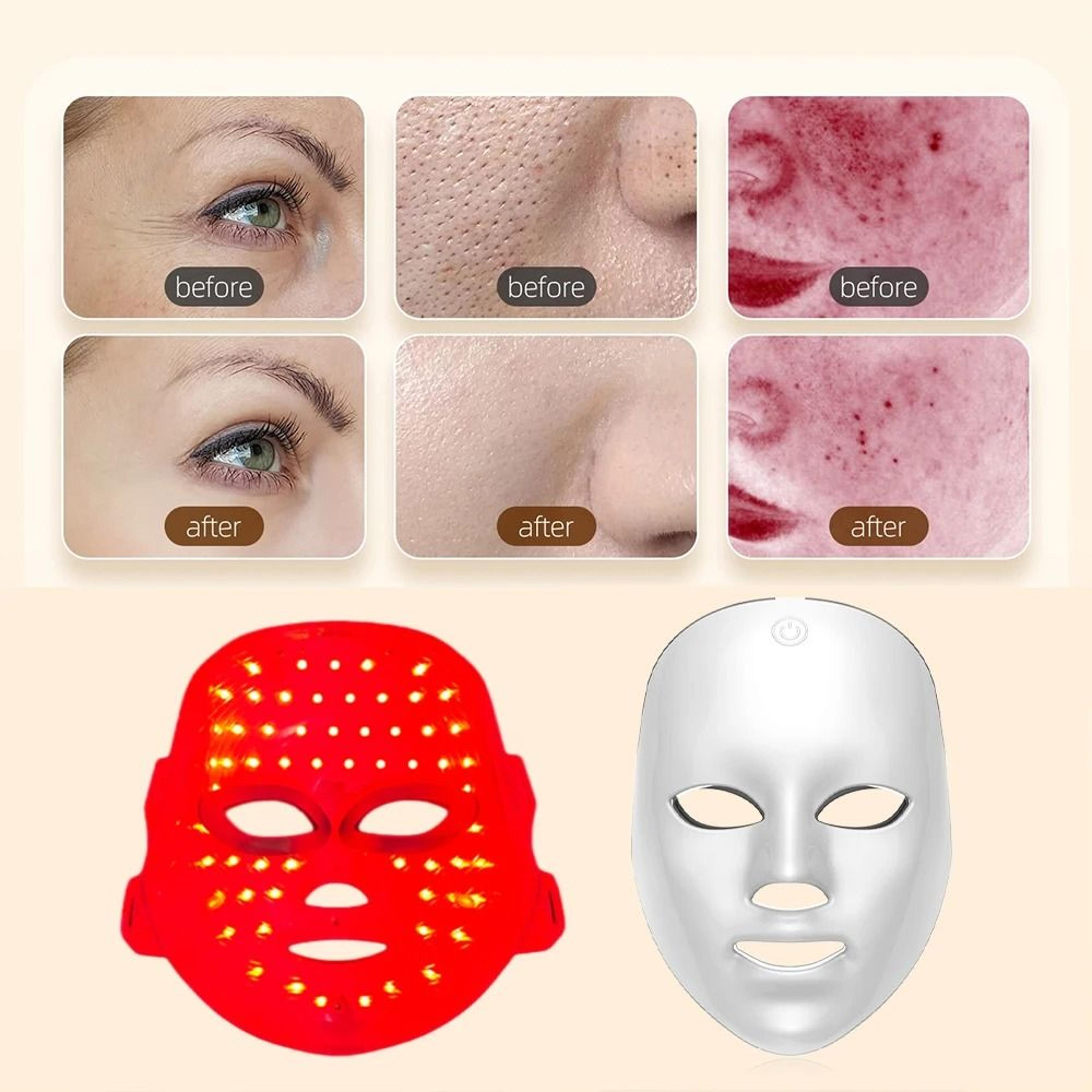 Rechargeable 7 Color LED Photon Face Mask Light Therapy Skin Rejuvenation Beauty Device 6