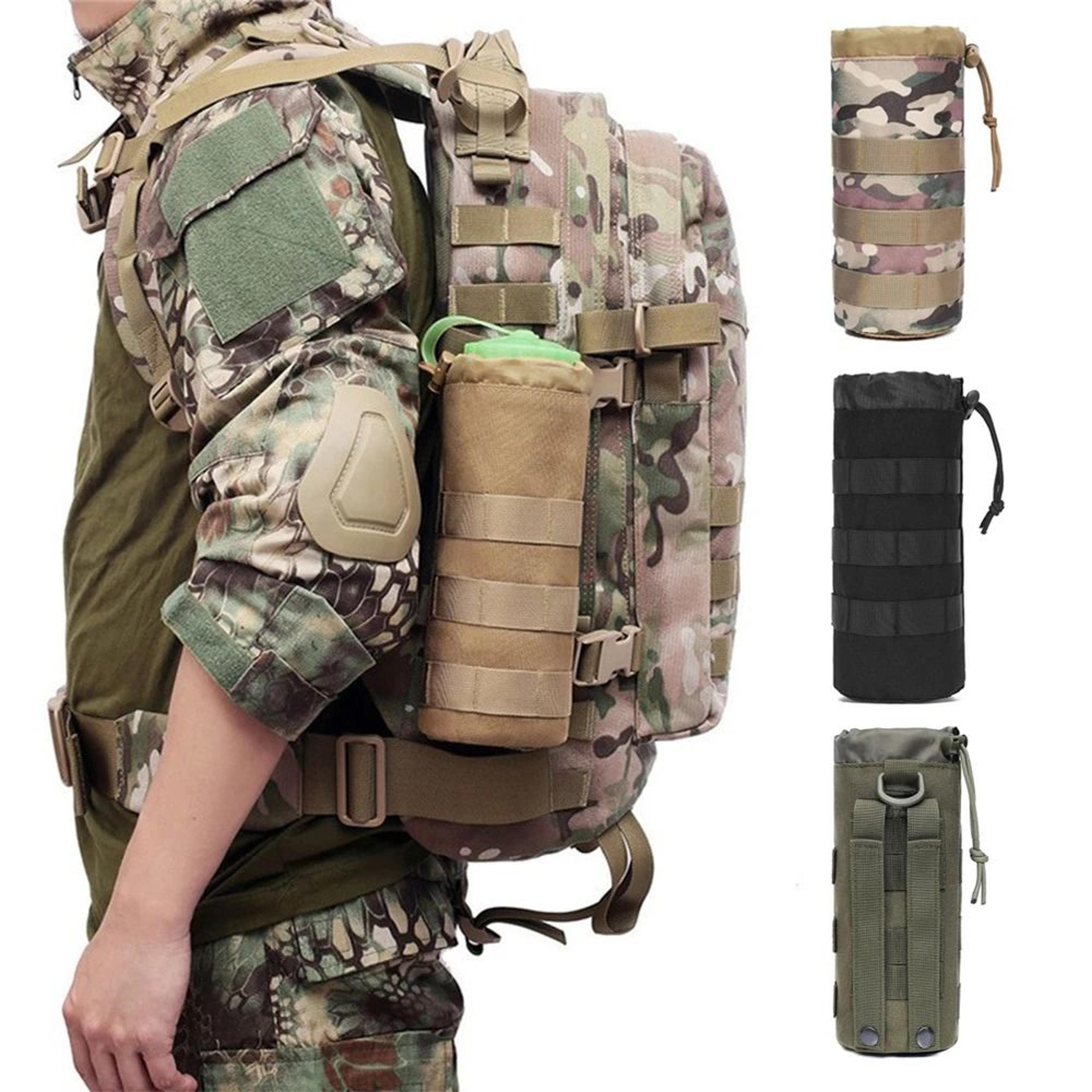 Tactical MOLLE Water Bottle Holder Pouch With Drawstring For Hiking  Camping 0