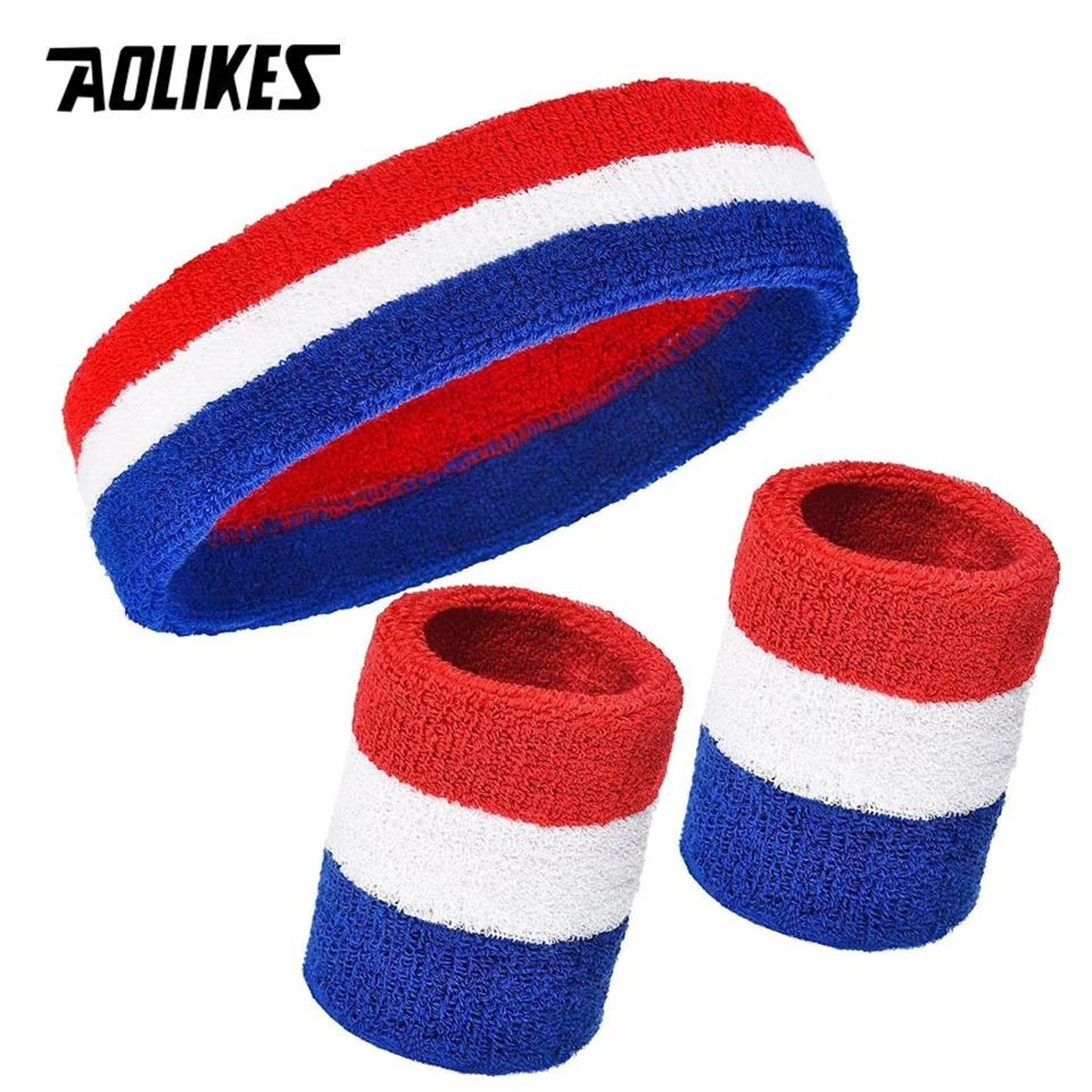 aolikes sports sweatband headband and wristband set for running gym basketball
