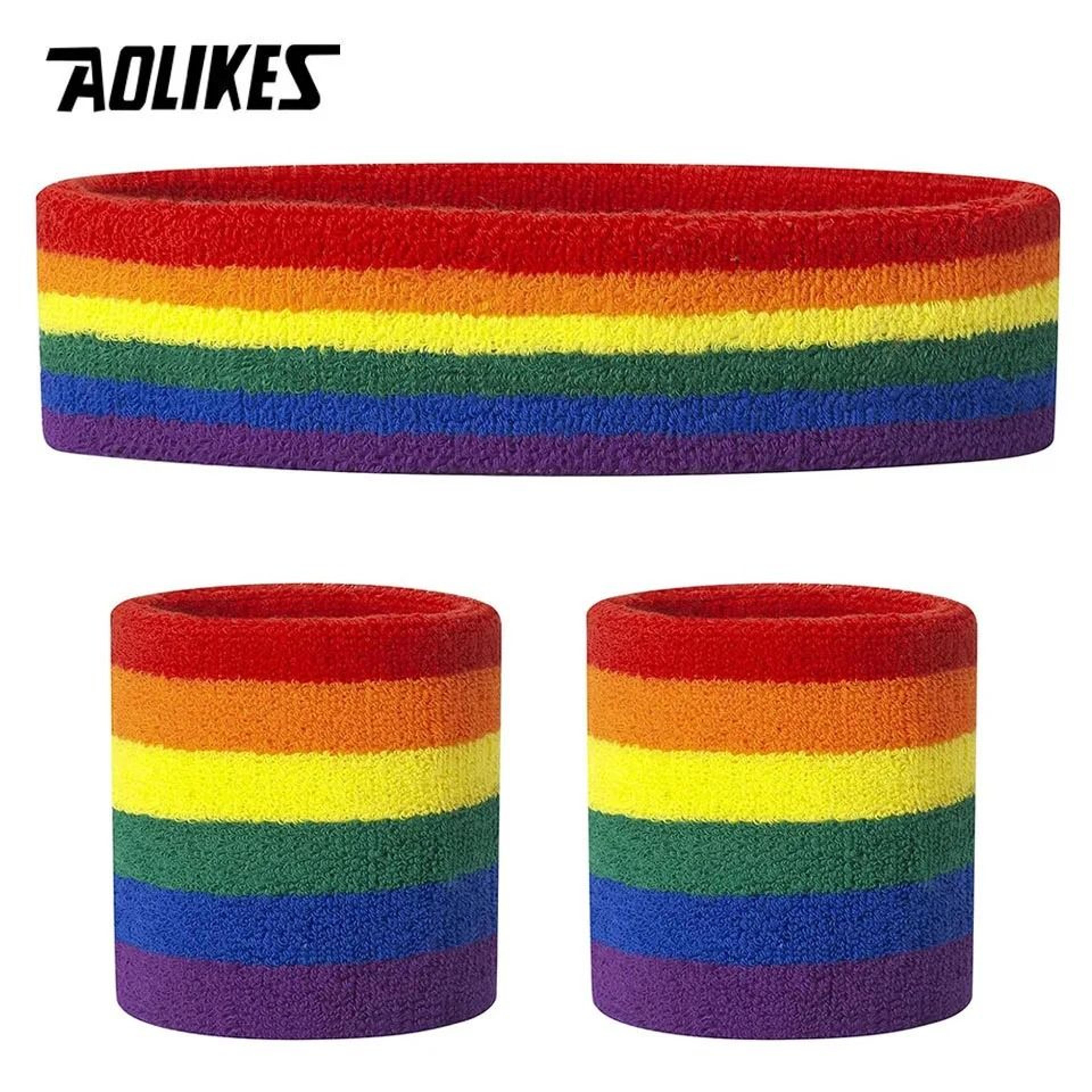 aolikes moisture wicking sports headband and wristband set