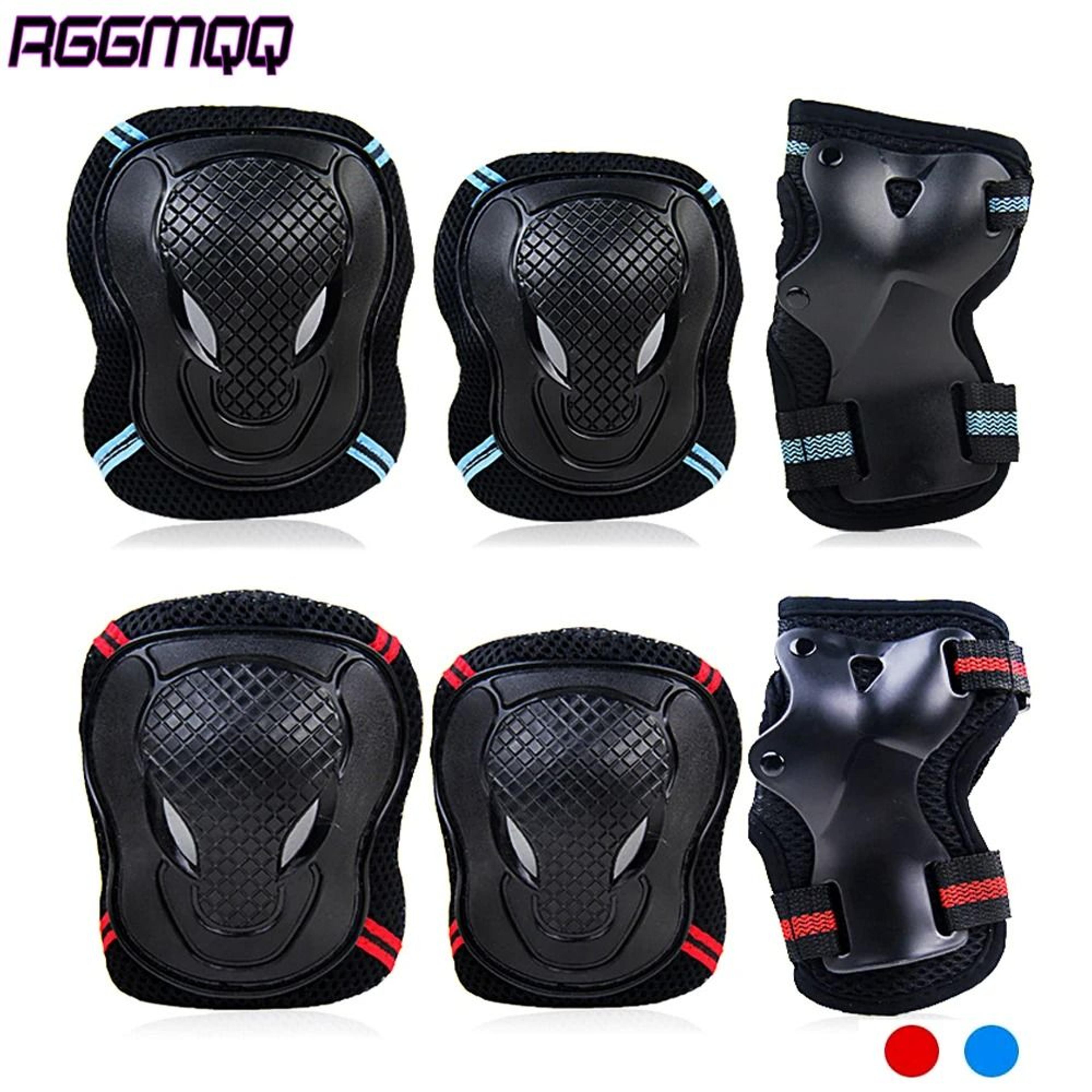 6 piece knee elbow and wrist protective gear set for skating and cycling