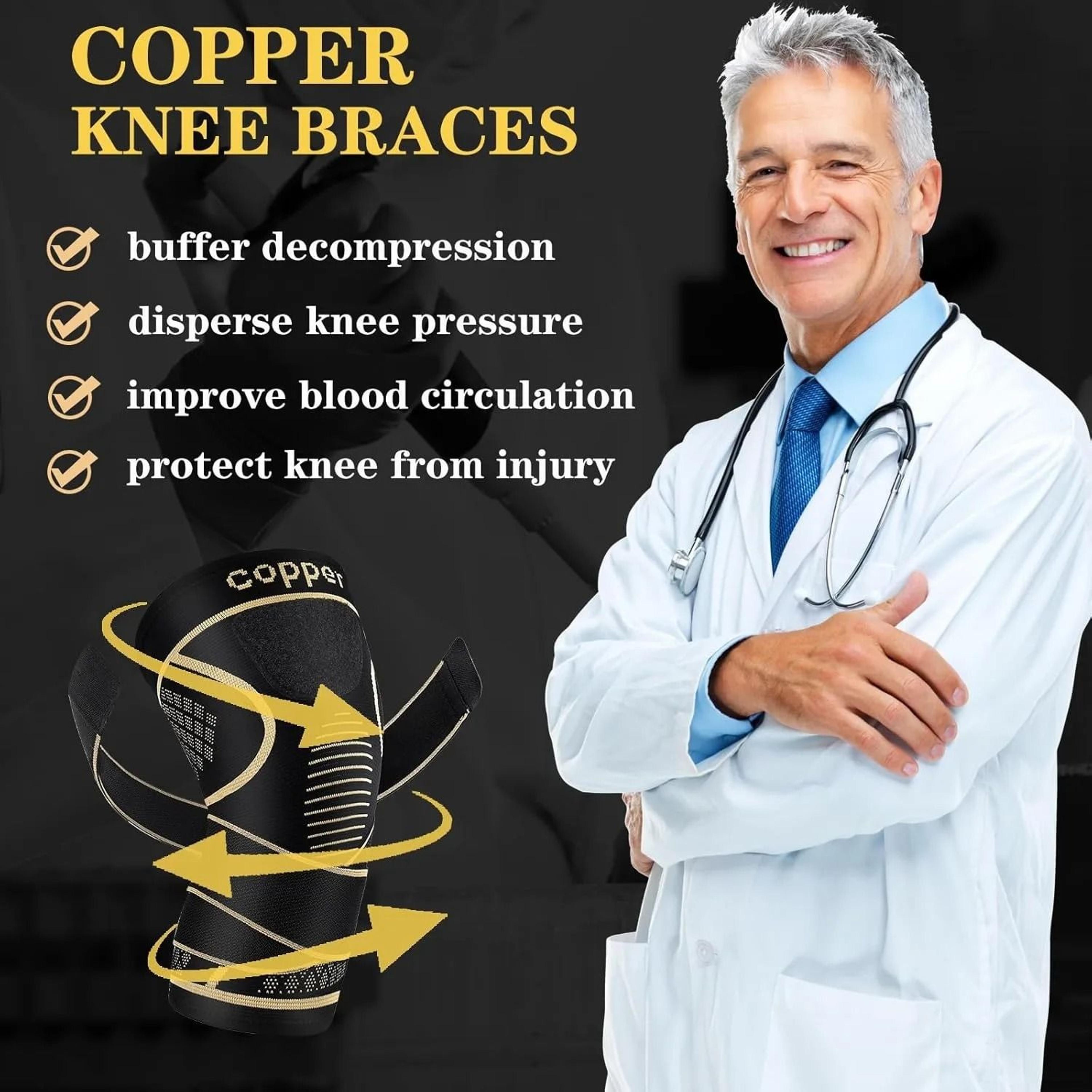 Copper Compression Knee Brace With Adjustable Support Strap 2