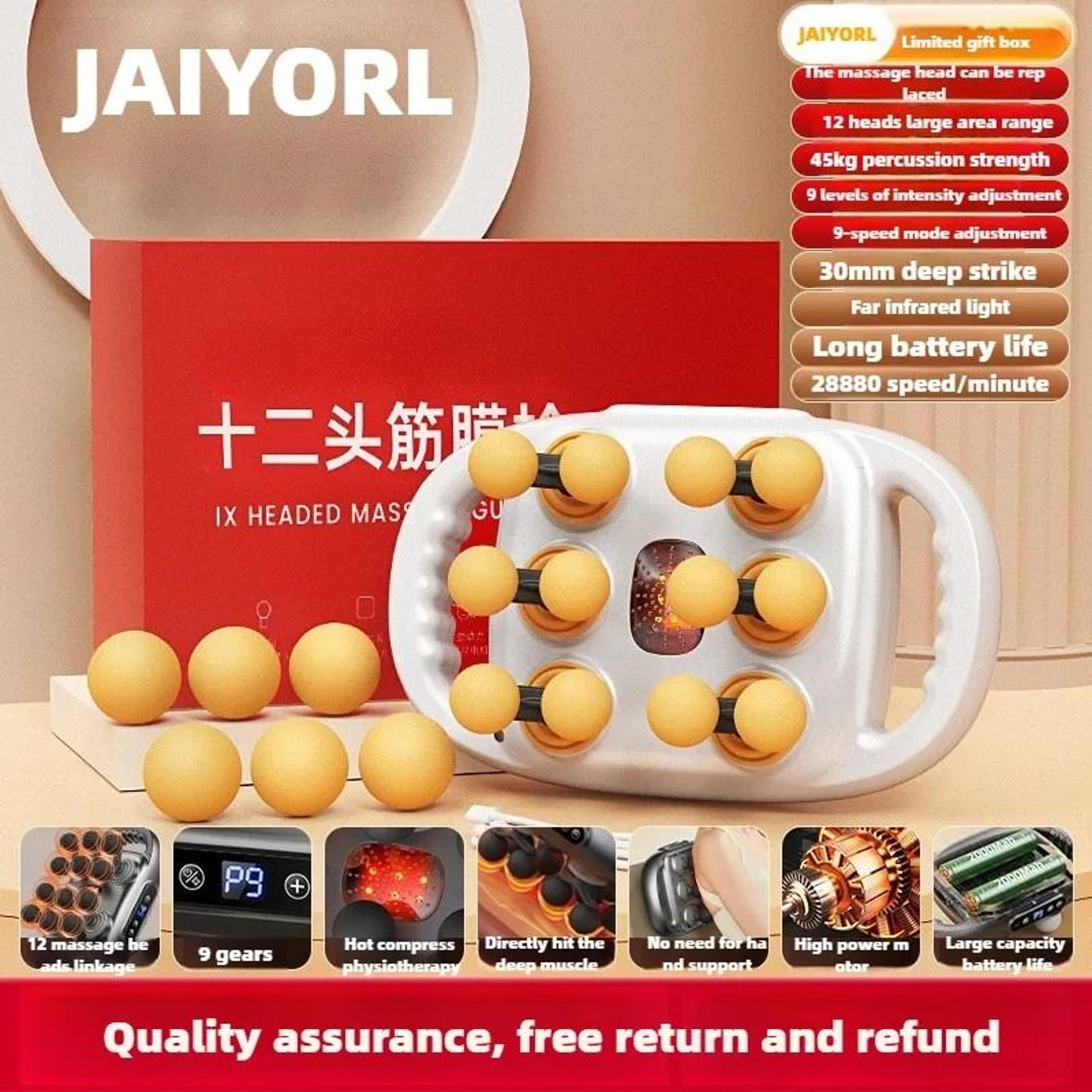 32 Head Heated Deep Tissue Massage Gun 11