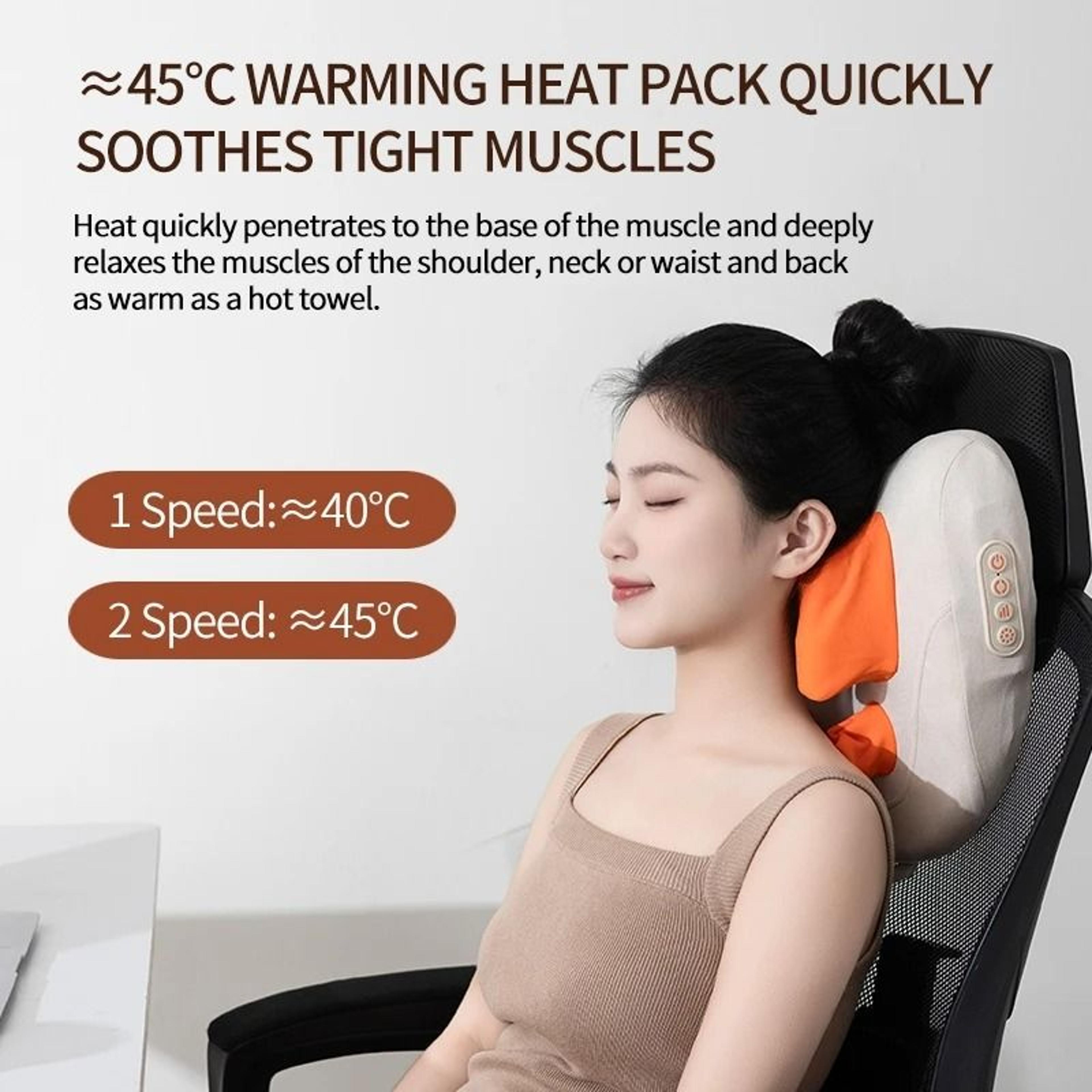 wireless heated shiatsu massage pillow for neck back and legs
