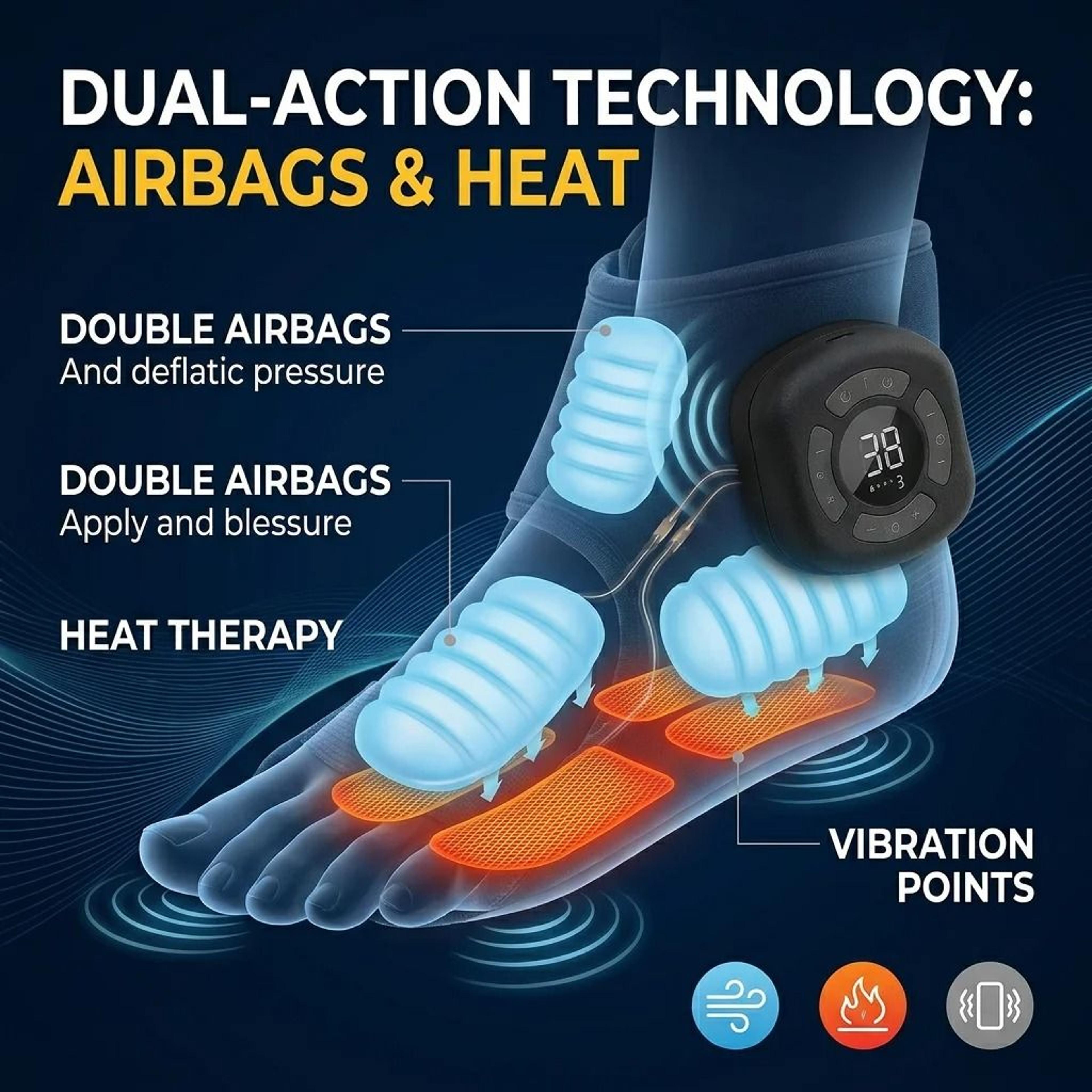 cordless ankle and foot air compression massager with heat