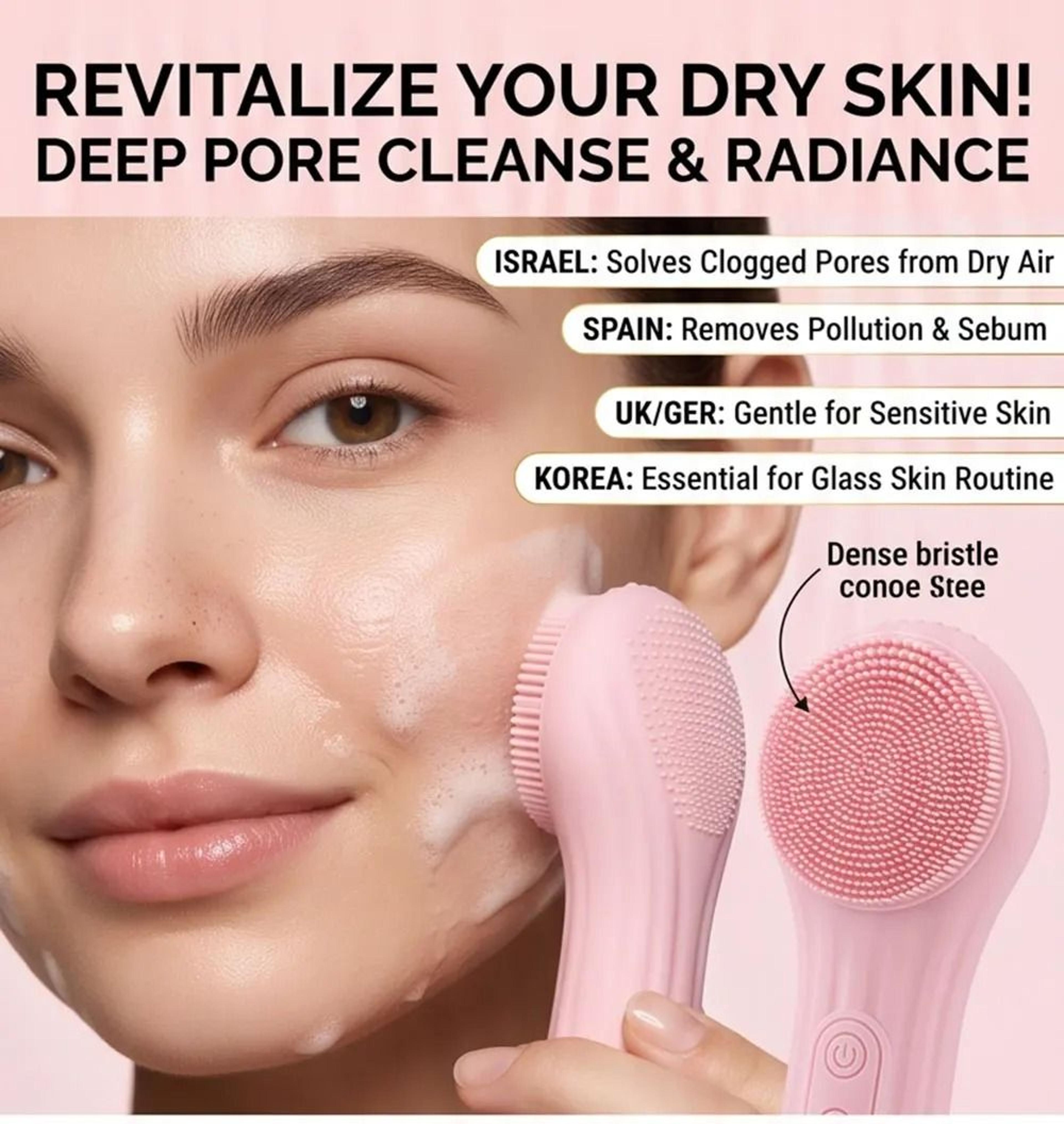 rechargeable sonic silicone facial cleansing brush with heat