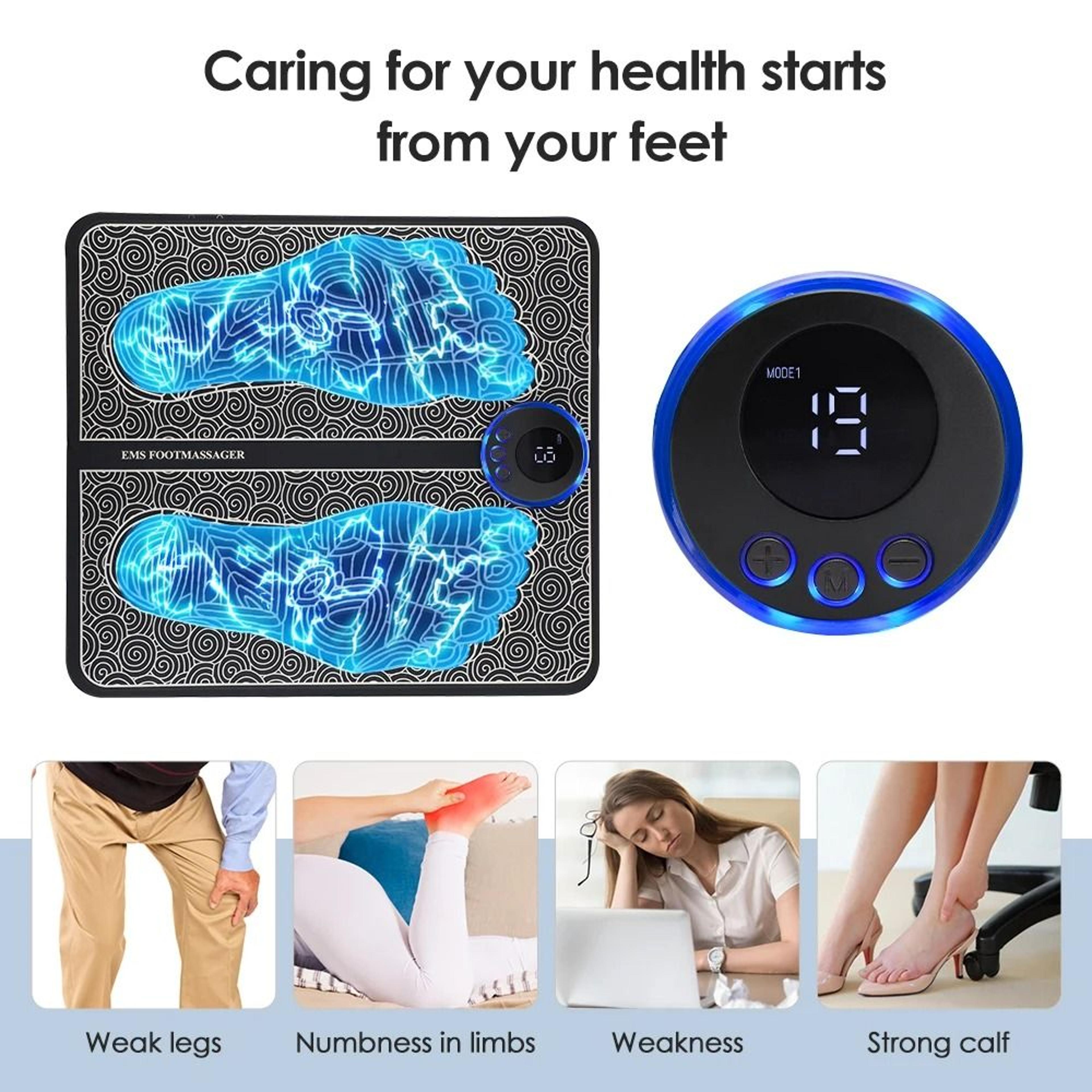 Electric EMS Foot Massager Pad With Remote Control 8 Massage Modes 19 Intensity Levels  Electrode P 2