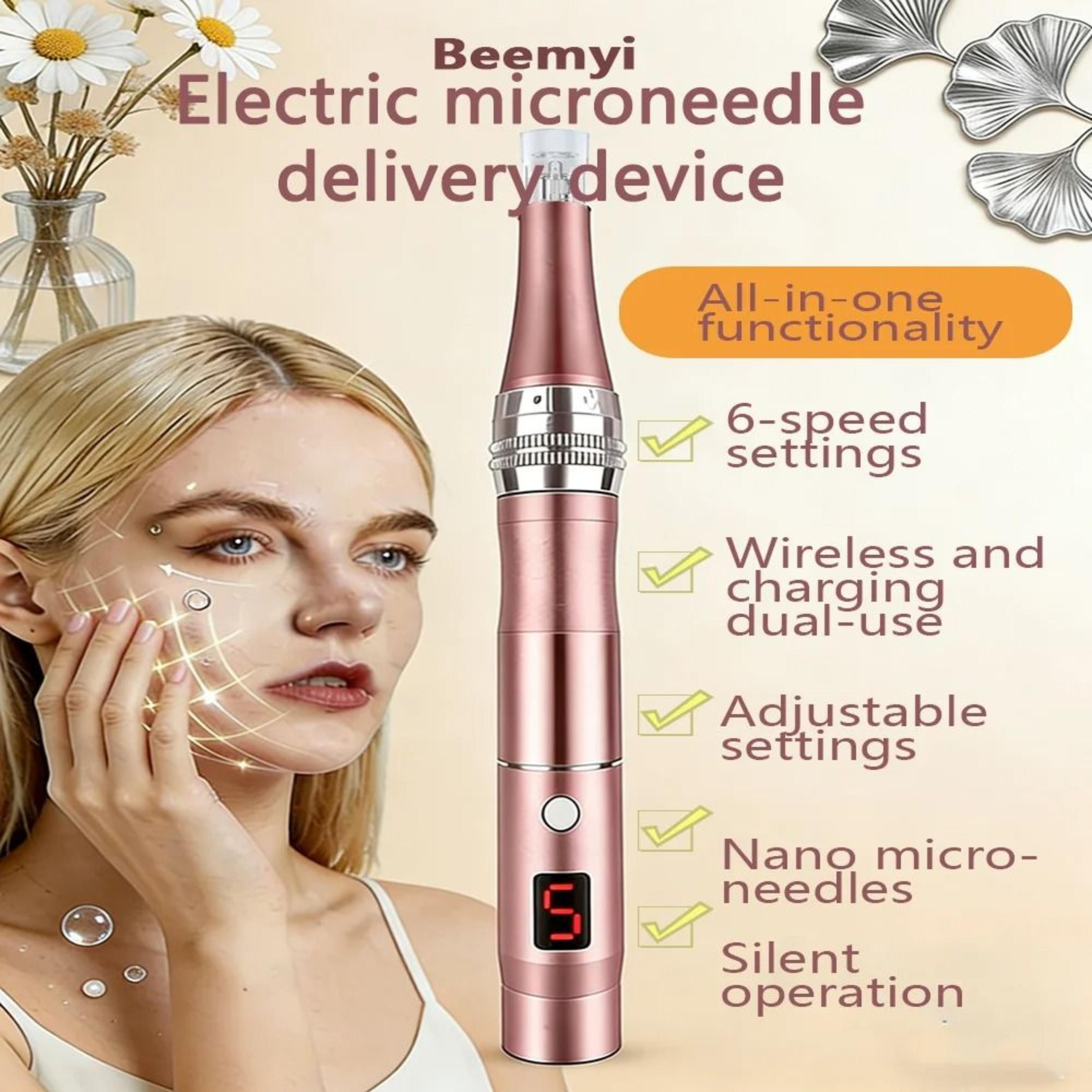 rechargeable electric facial massager with 4 replacement heads portable face & neck beauty tool
