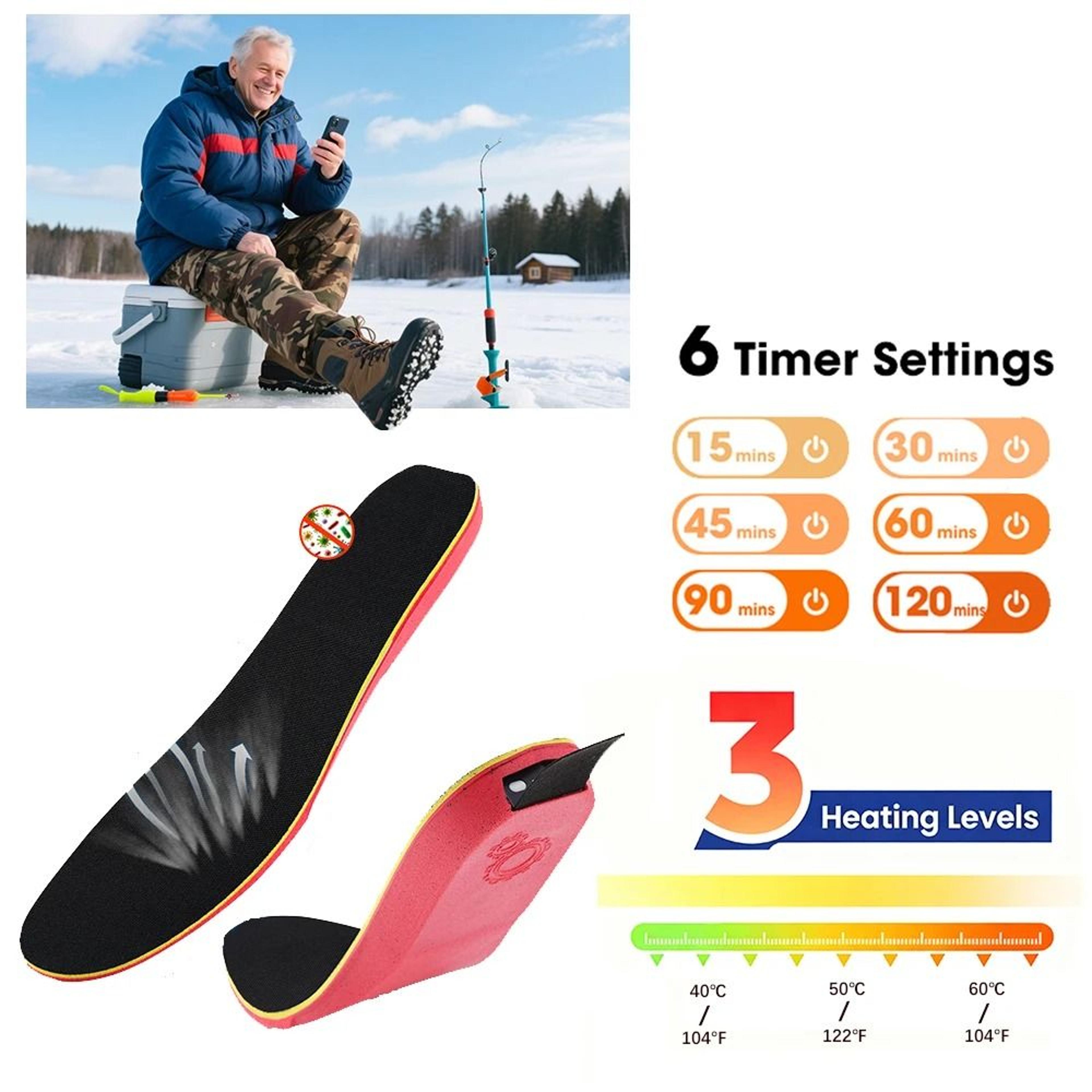 smart app controlled heated insoles with remote temperature control