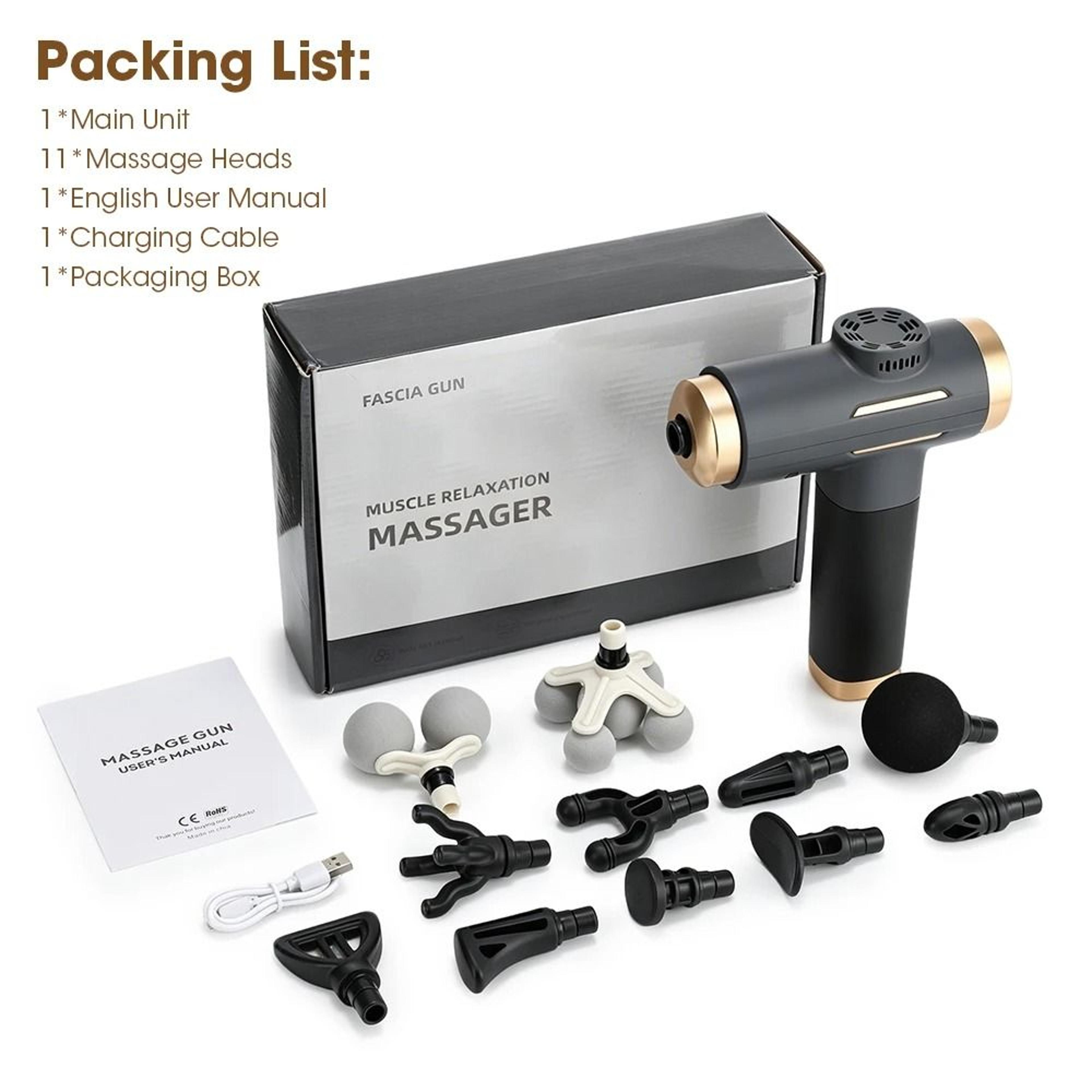 Rechargeable Deep Tissue Massage Gun With 99 Speeds And 11 Massage Heads 7