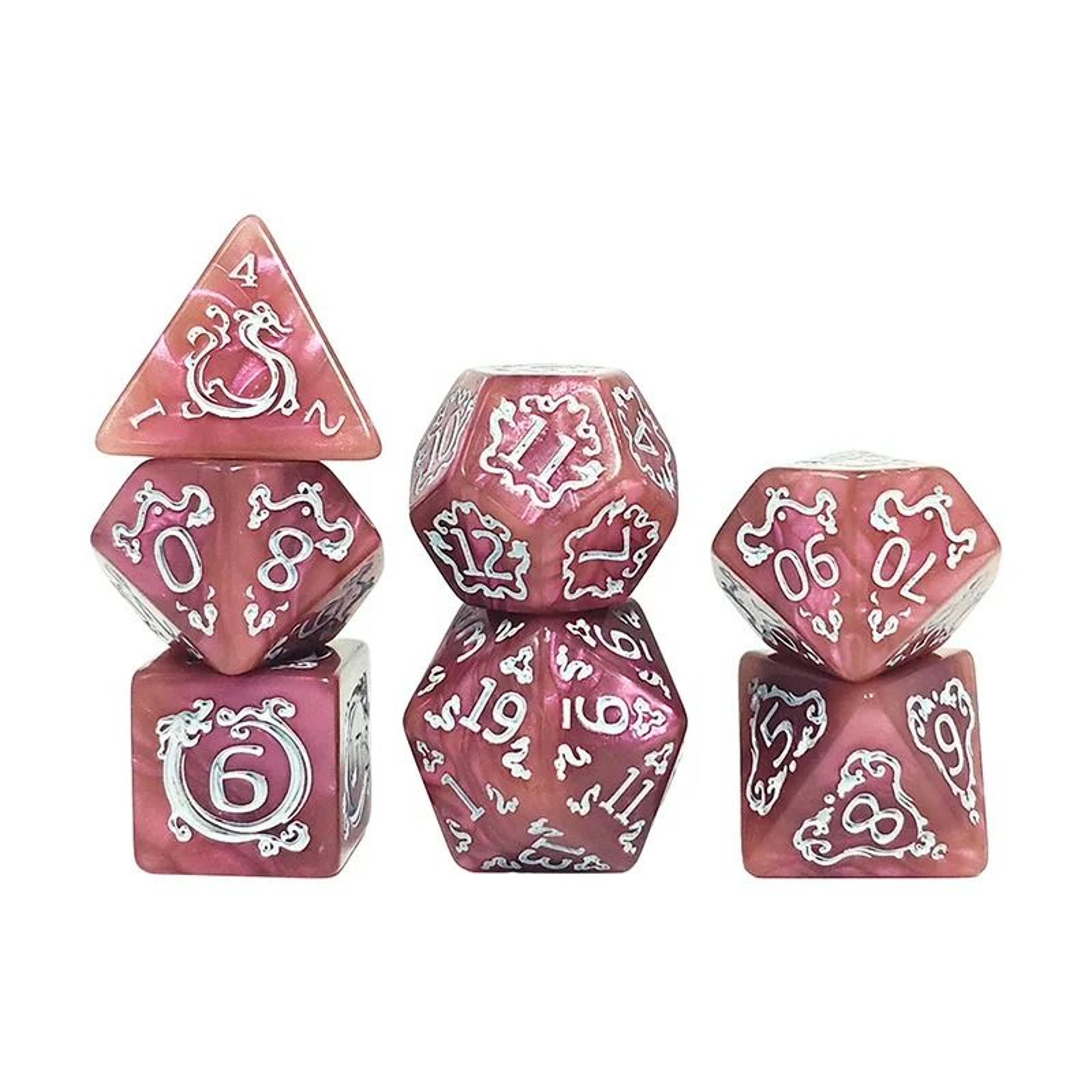 7 Piece Dragon Pattern Polyhedral Dice Set For Tabletop Role Playing Games 12