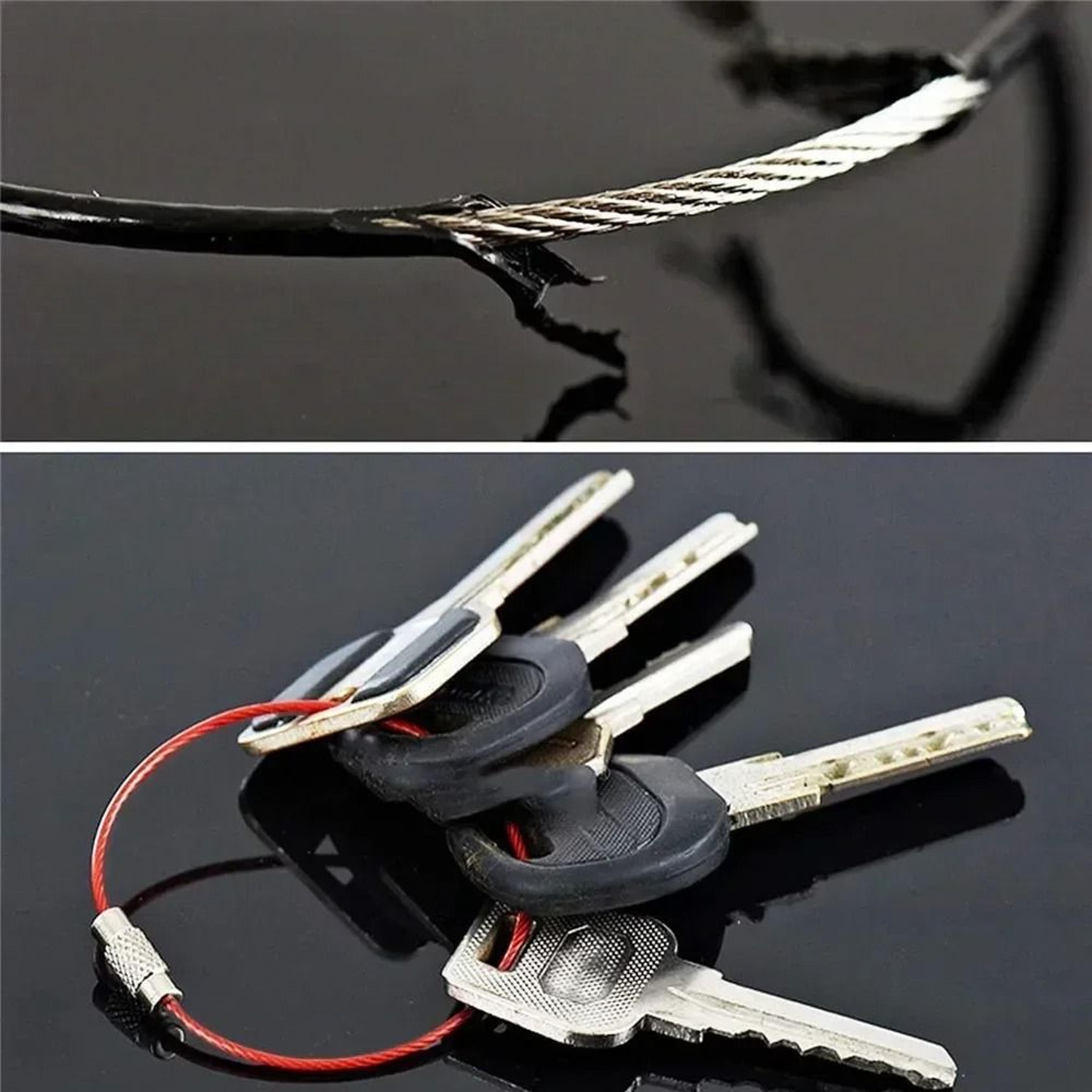 10 Pack Color Stainless Steel Wire Keychain Cable Rings 6 Inch Locking Loops 4