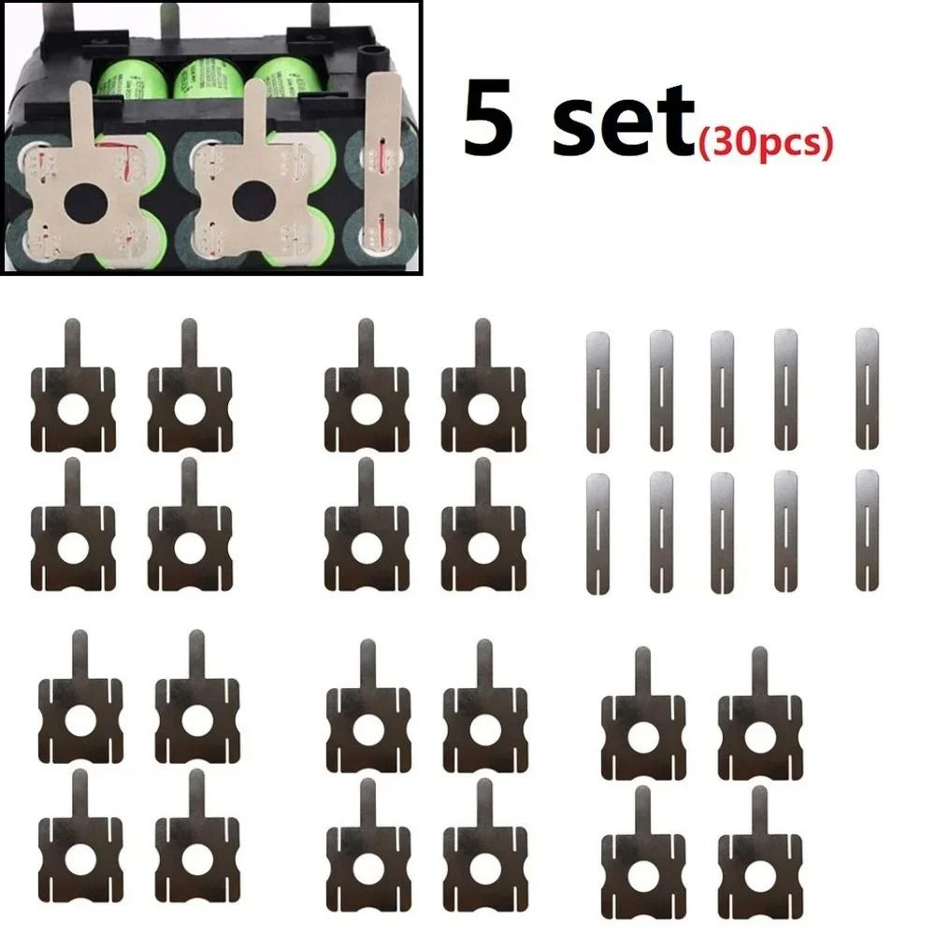 30 piece nickel plated steel battery spot welding strip set
