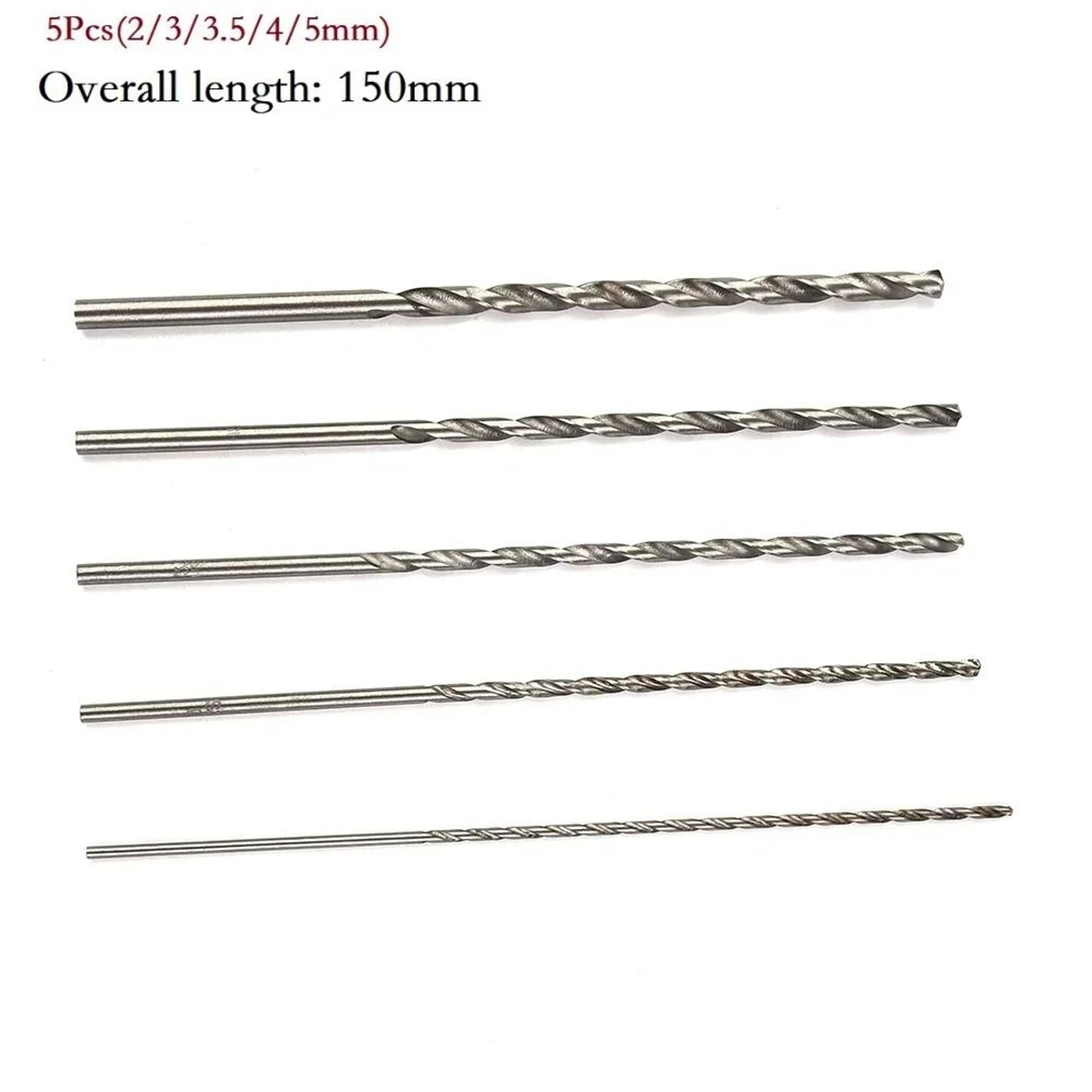5 Piece Extra Long HSS Drill Bit Set 150mm High Speed Steel Bits For Wood Plastic  Aluminum 5