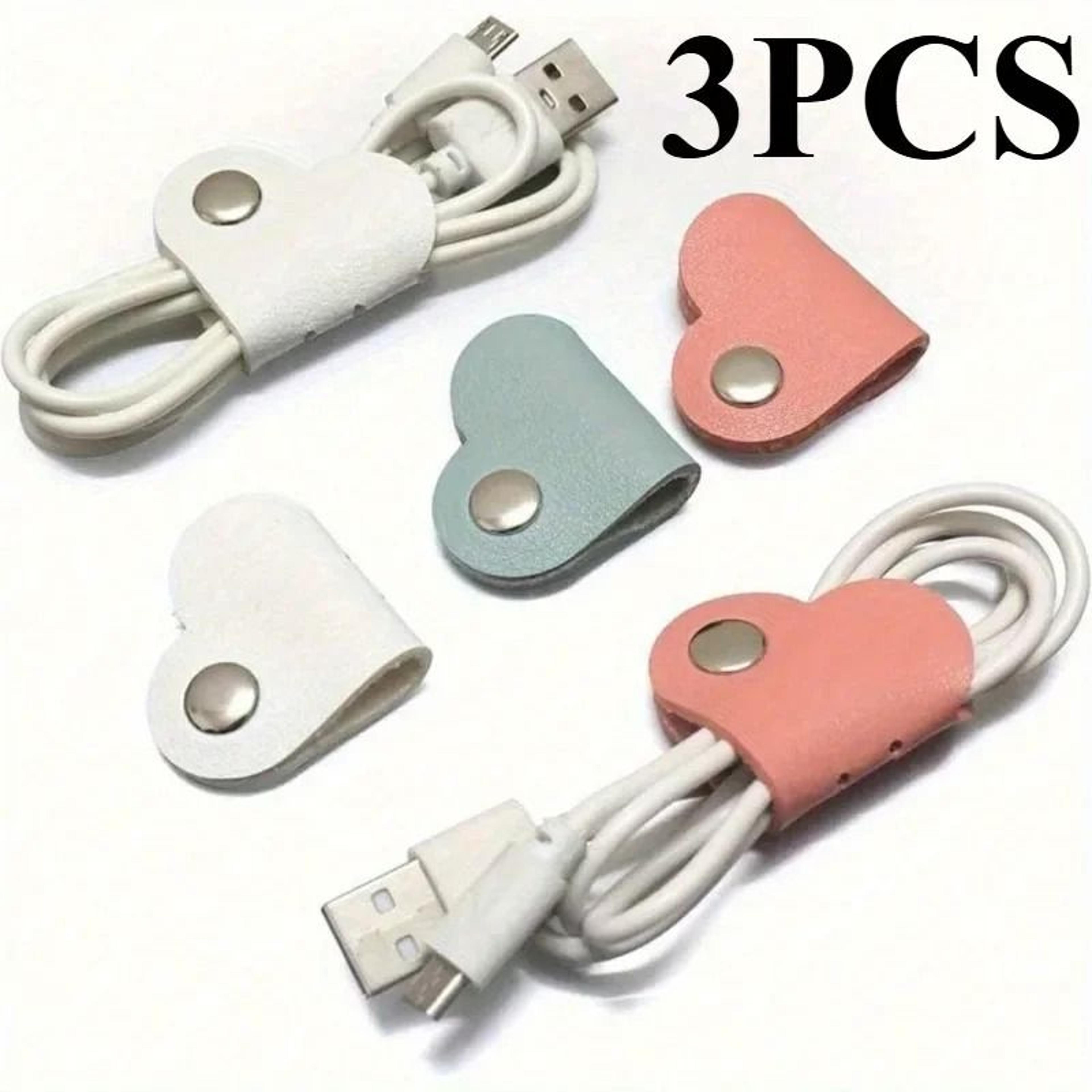 3 piece heart faux leather cable organizer set