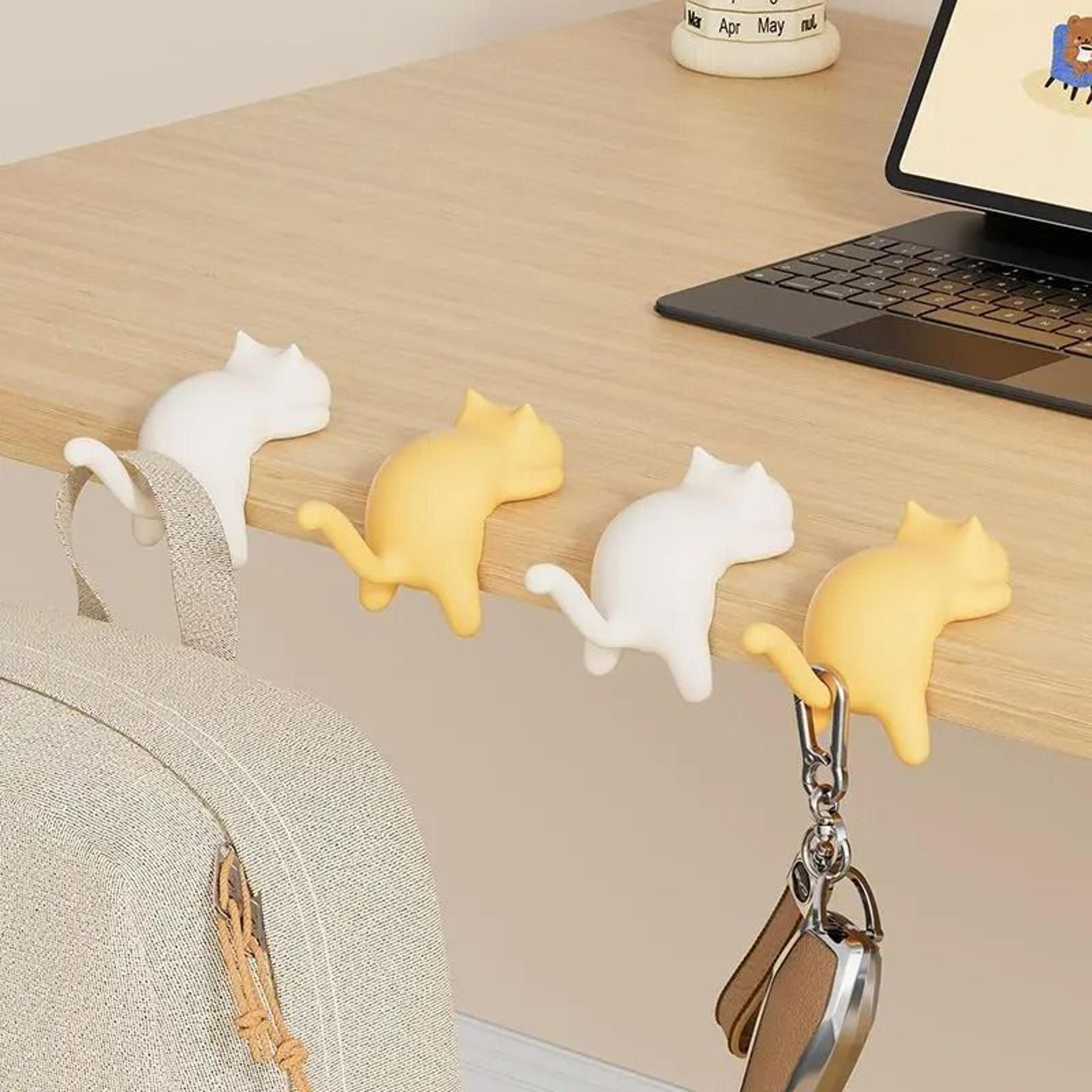 Cute Cat Desk Edge Hook Organizer For Keys Bags And Headphones 2