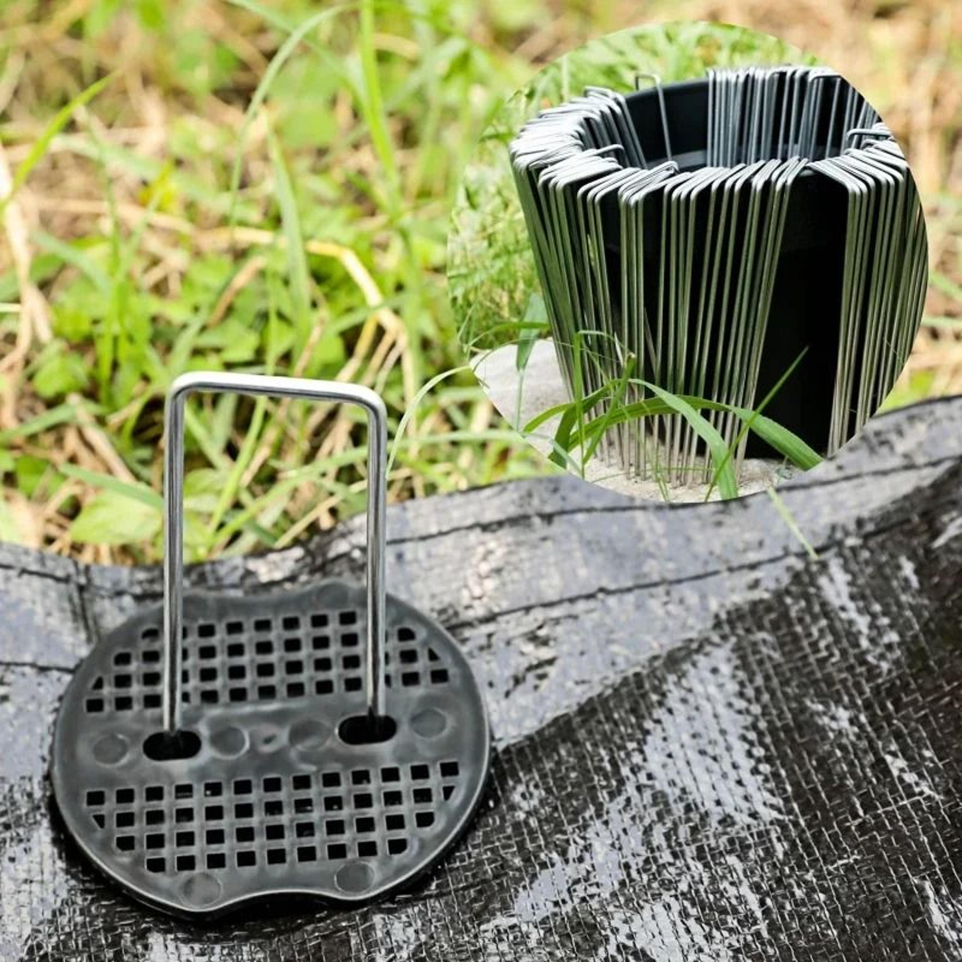 40/80pcs u-shaped ground pegs with buffer washers garden pegs for securing weed landscape fabric netting lawn accessorie