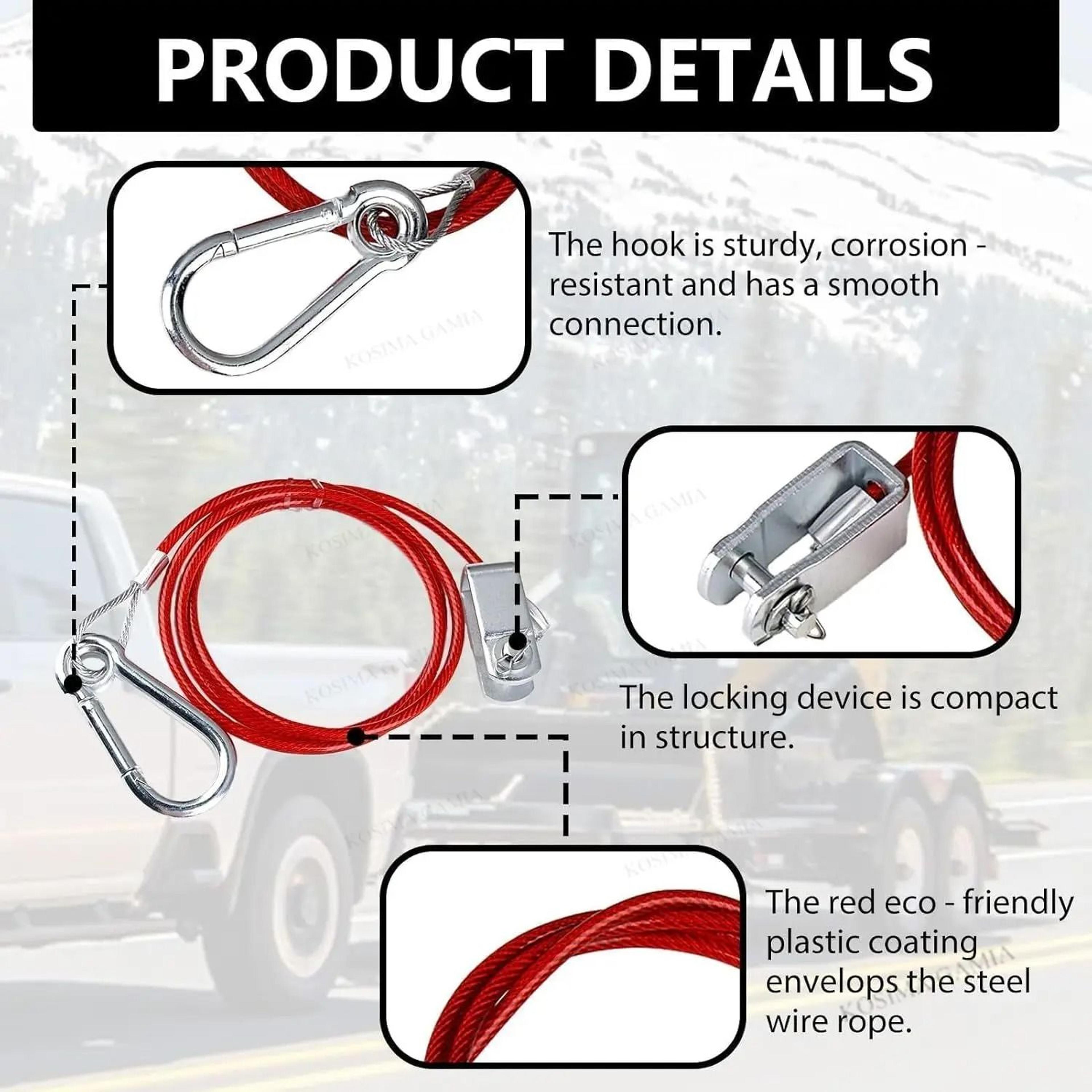 Universal Stainless Steel Trailer Breakaway Safety Cable For Caravan RV  Braked Trailer 2