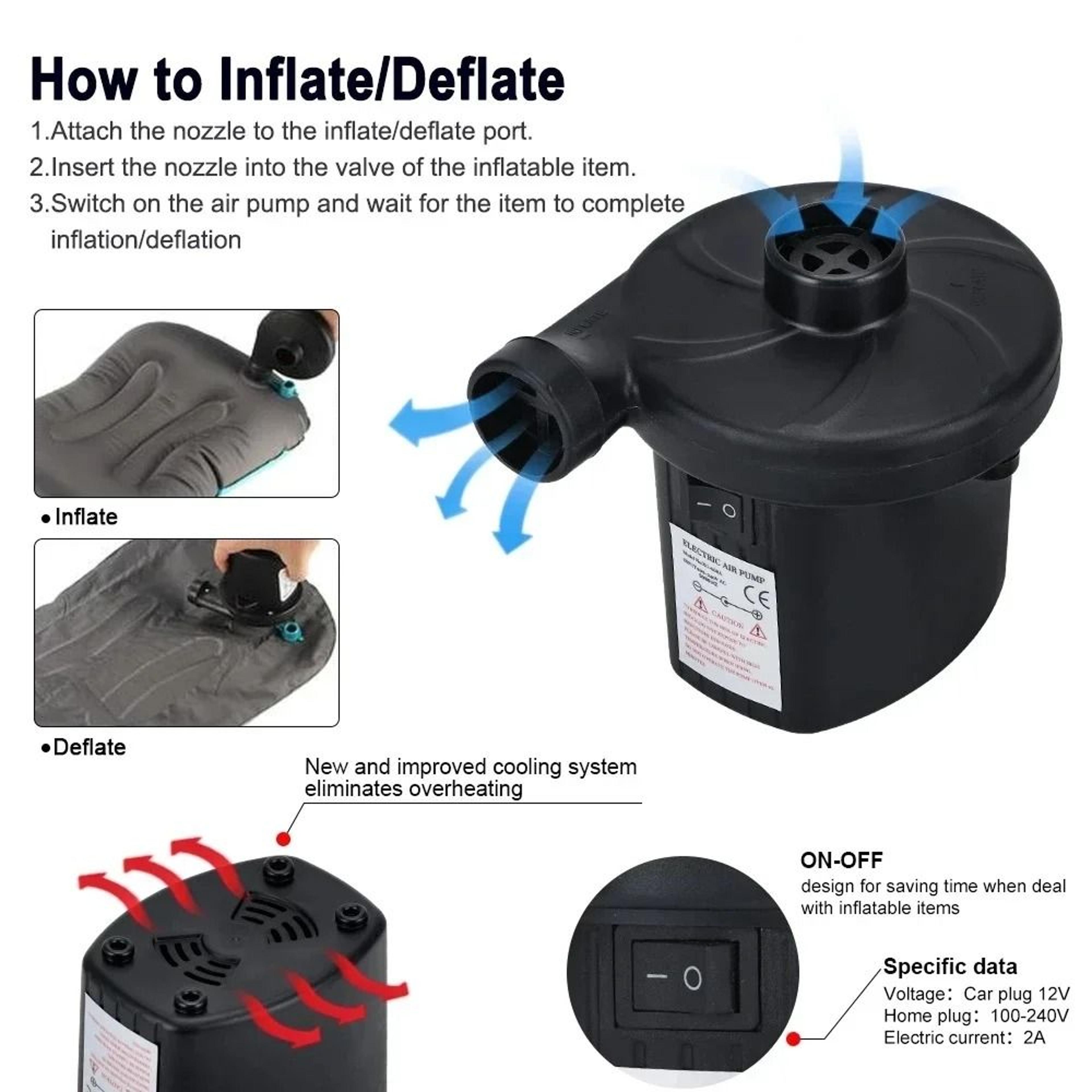 Portable Electric Air Pump For Air Mattresses Pool Floats Boats  Inflatables 1
