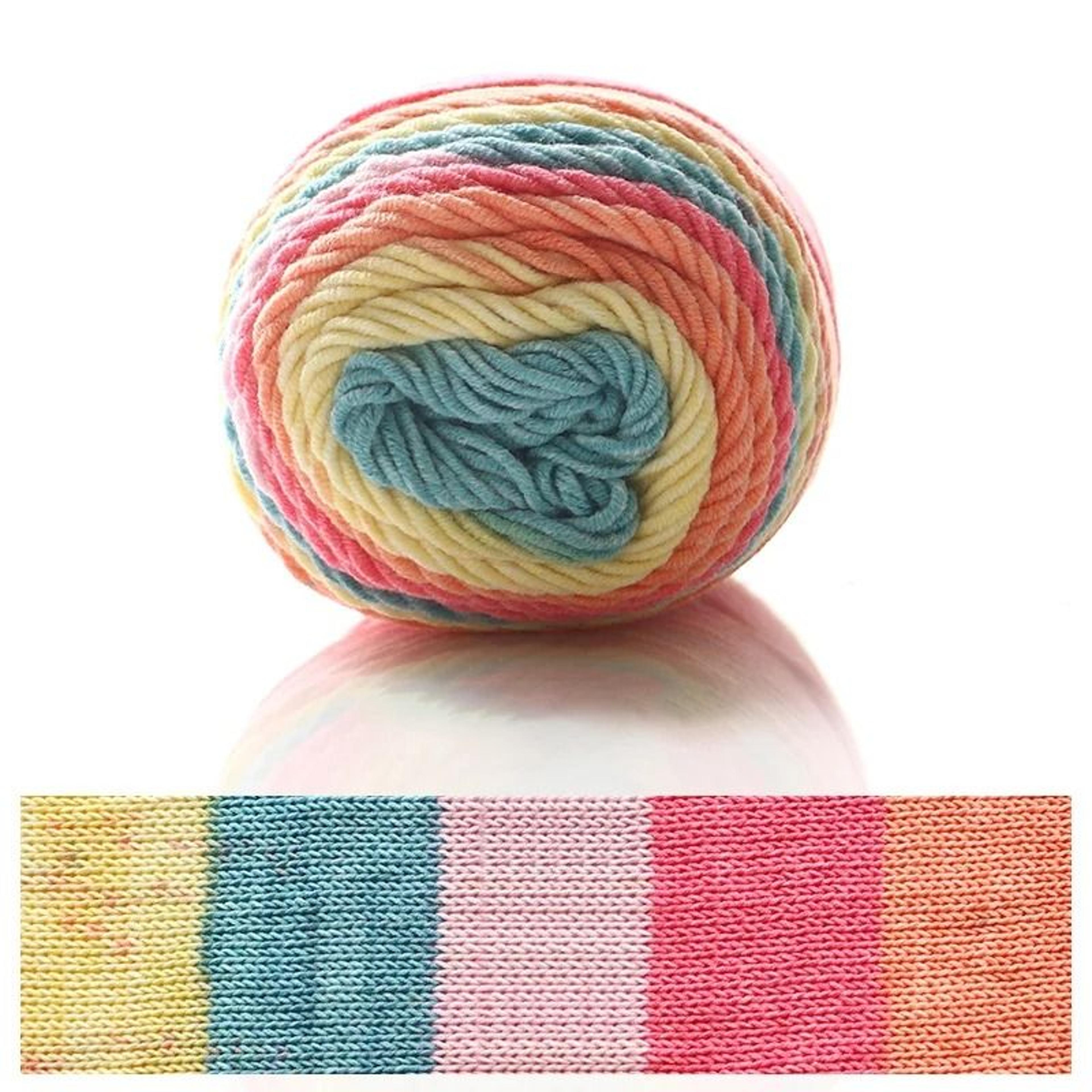 Rainbow Segment Dyed Crochet Yarn 5 Strand Soft Knitting Yarn For Baby Blankets Hats Scarves 28