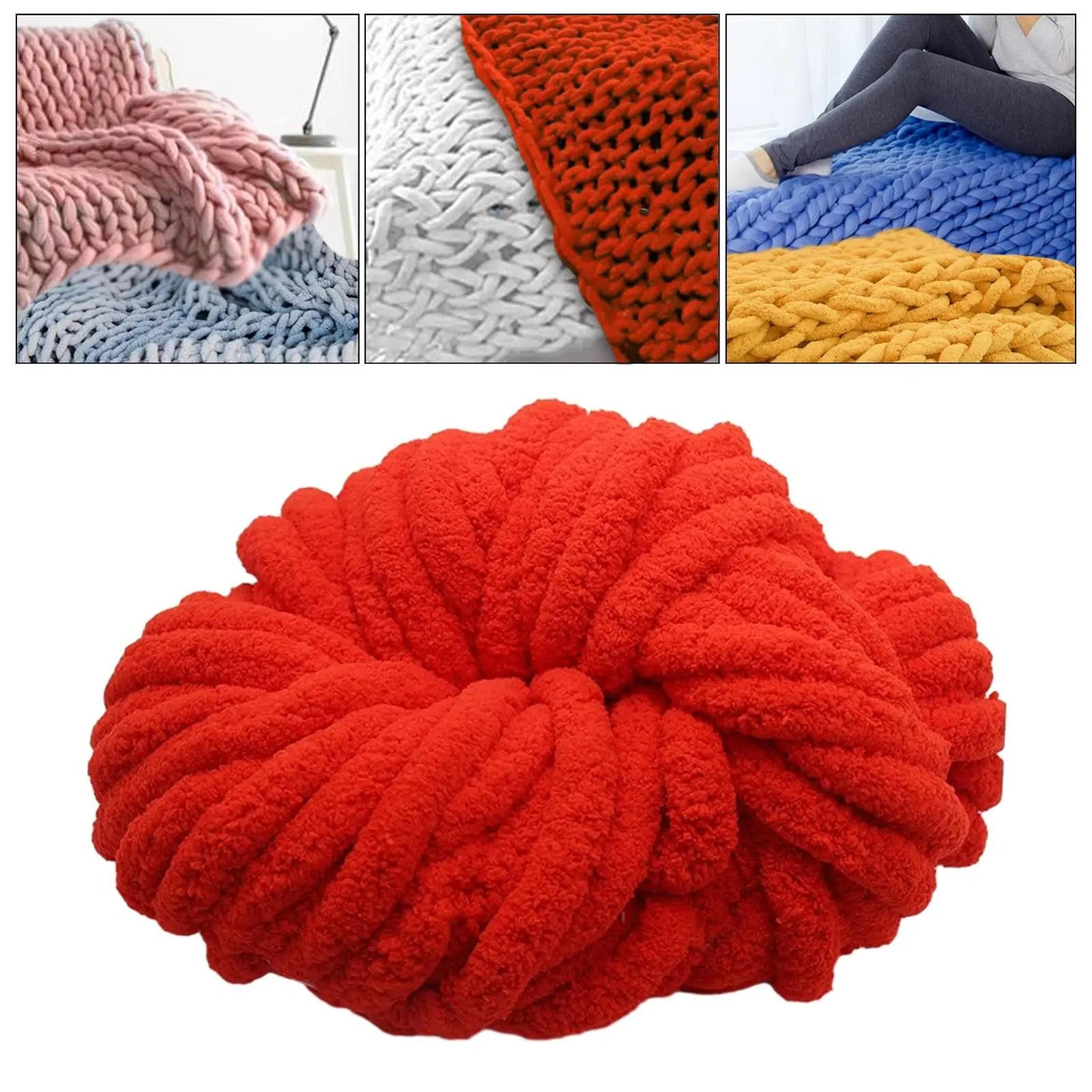 Super Bulky Chunky Chenille Yarn For Knitting Crochet Soft Washable Acrylic Yarn For Blankets Hats  13