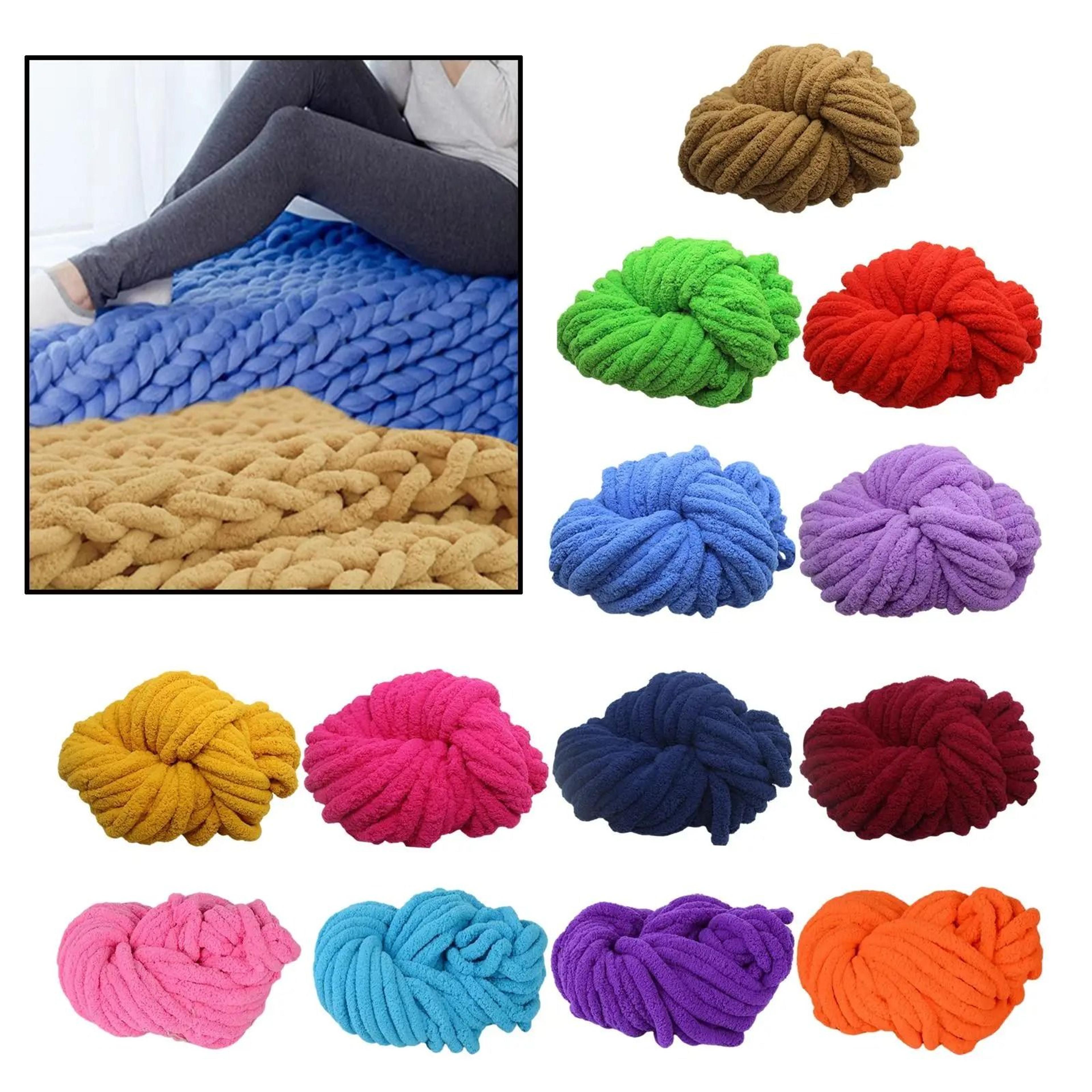 Super Bulky Chunky Chenille Yarn For Knitting Crochet Soft Washable Acrylic Yarn For Blankets Hats  1