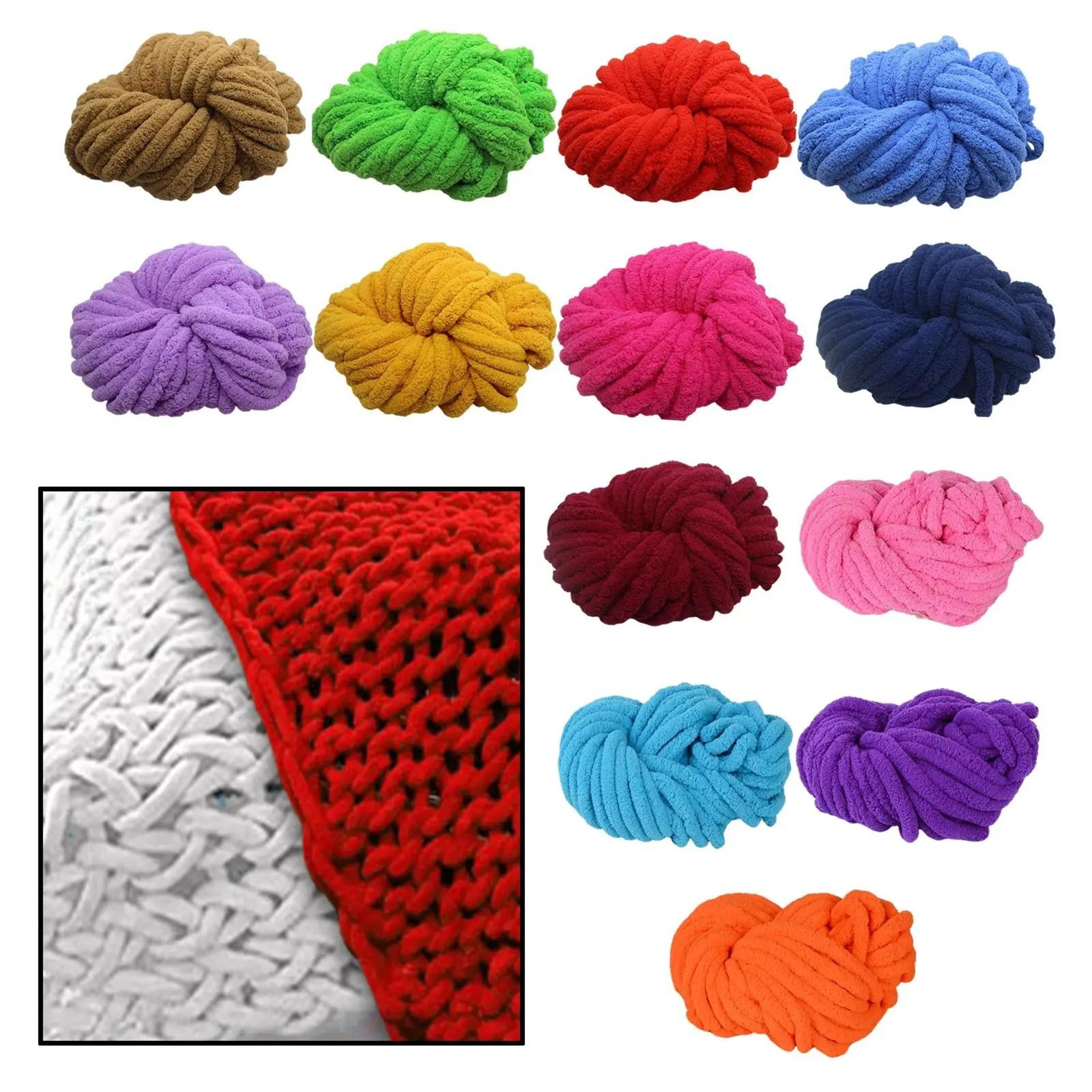 Super Bulky Chunky Chenille Yarn For Knitting Crochet Soft Washable Acrylic Yarn For Blankets Hats  3
