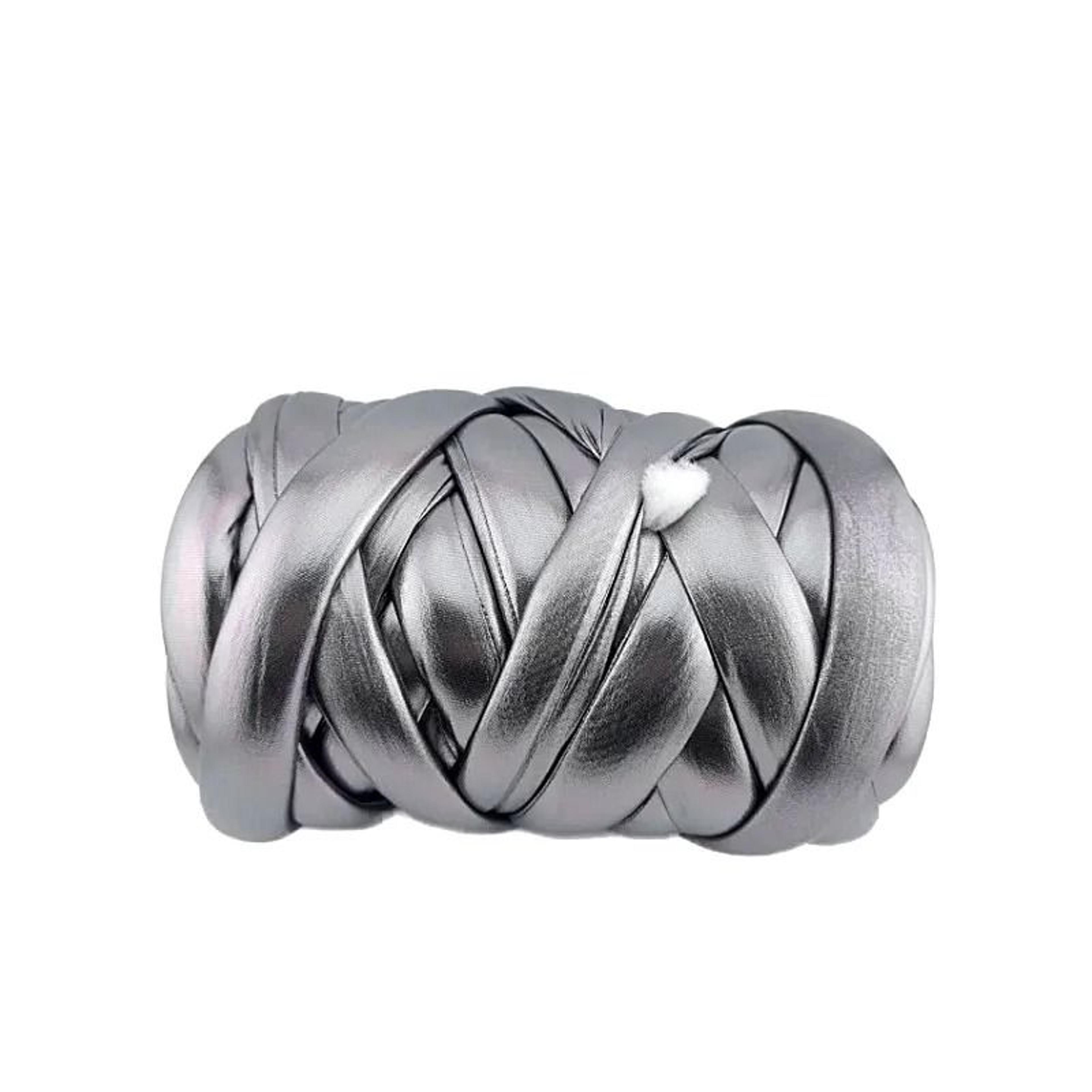 Luxury Metallic Chunky Tube Yarn 500g Super Bulky Faux Leather Yarn For Arm Knitting Baskets Blanke 10