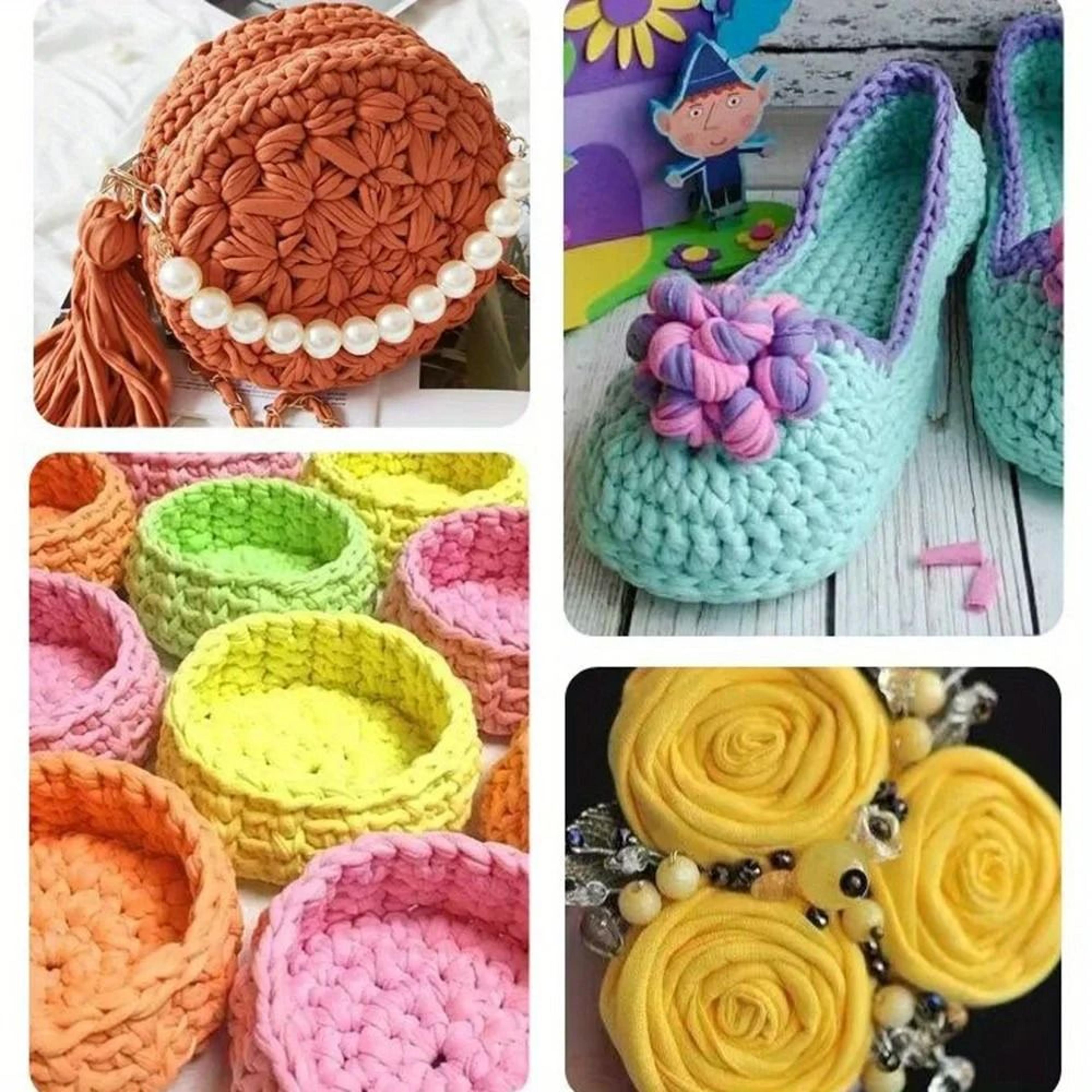 280g Chunky T Shirt Ribbon Yarn For Crochet Bags Knitting  DIY Crafts 1