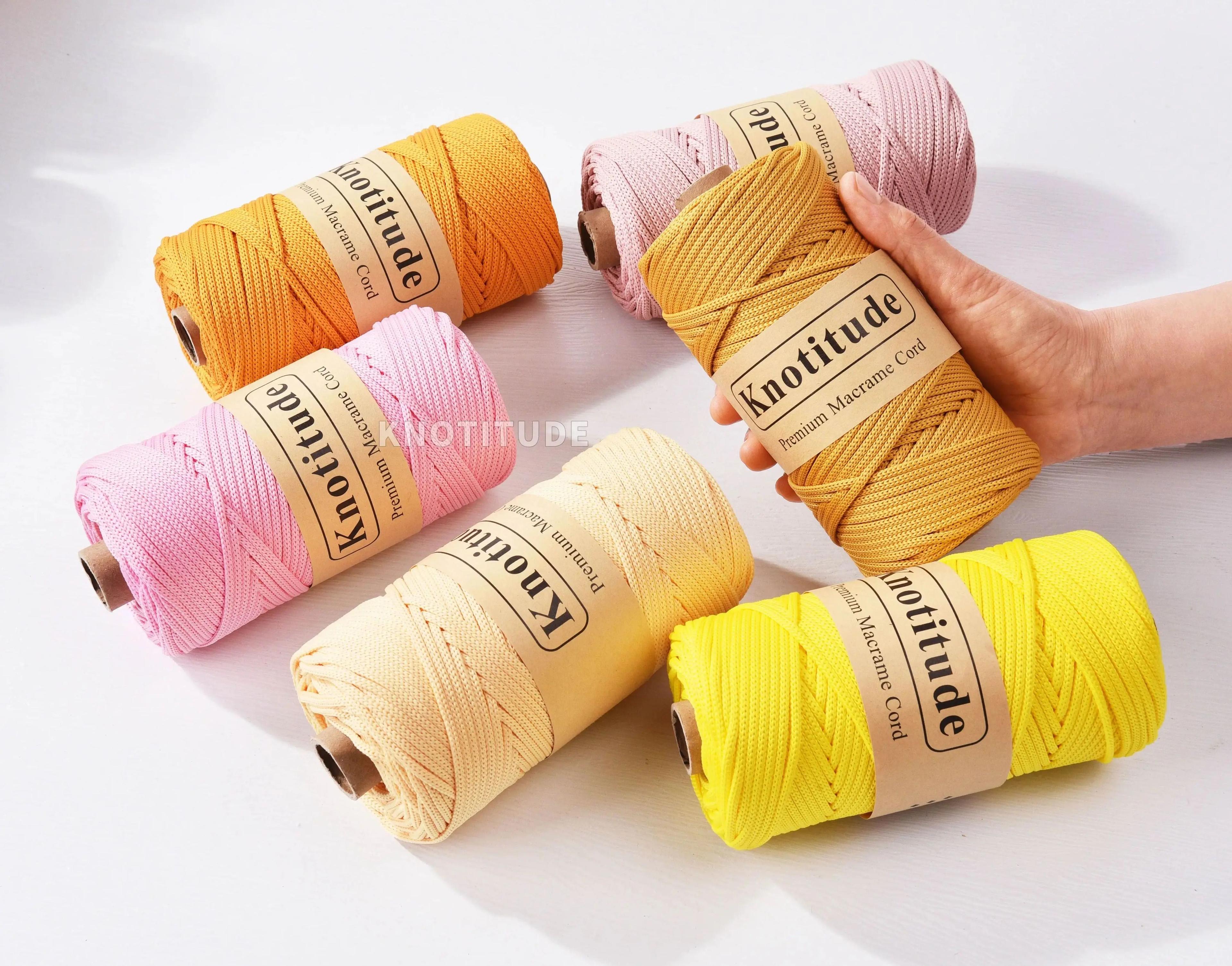 4mm Polyester Tube Yarn Cord For Crochet Bags Rugs  DIY Crafts 130m 4
