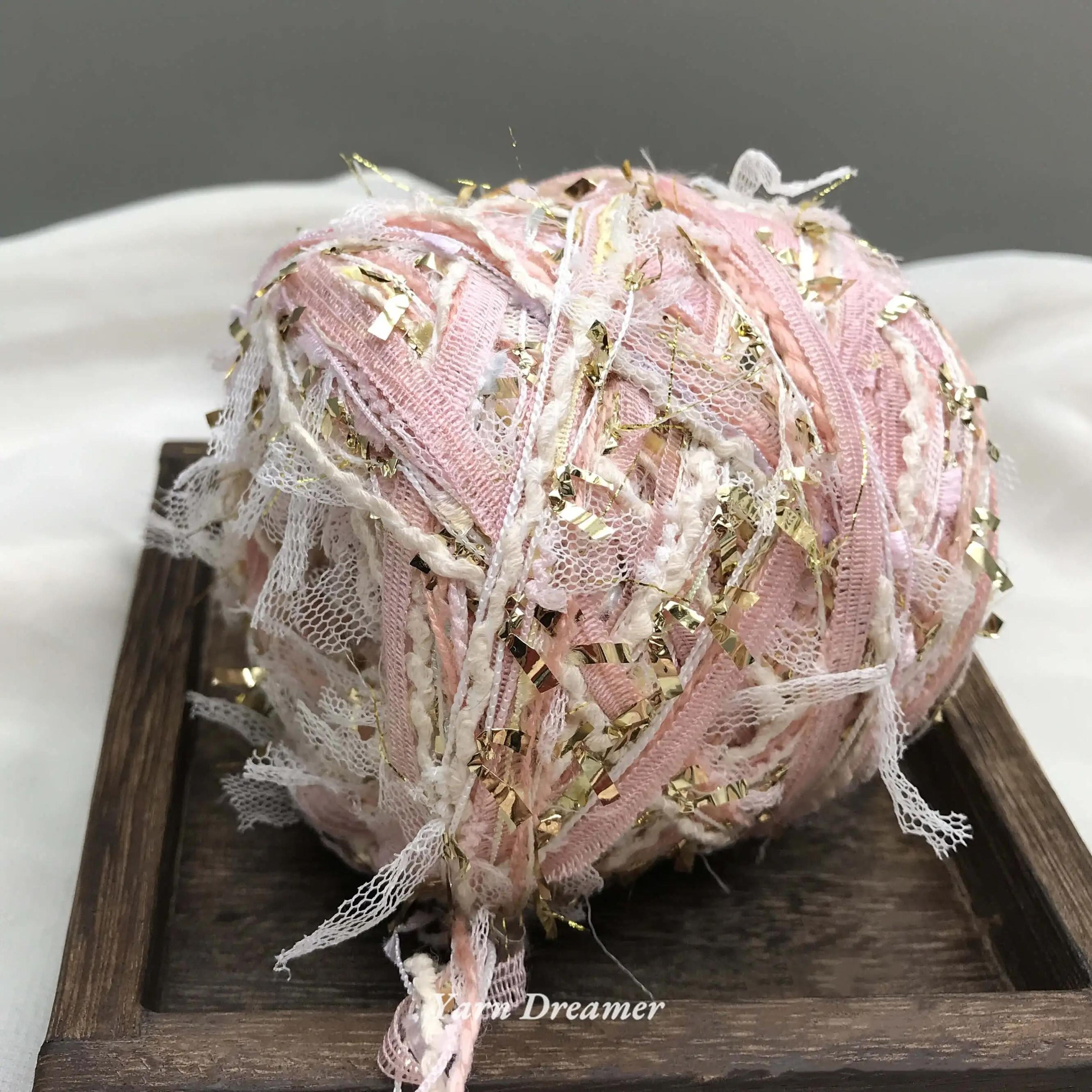 35 Oz Gold Glitter Fancy Yarn For Crochet Bags Knitting  DIY Crafts 6