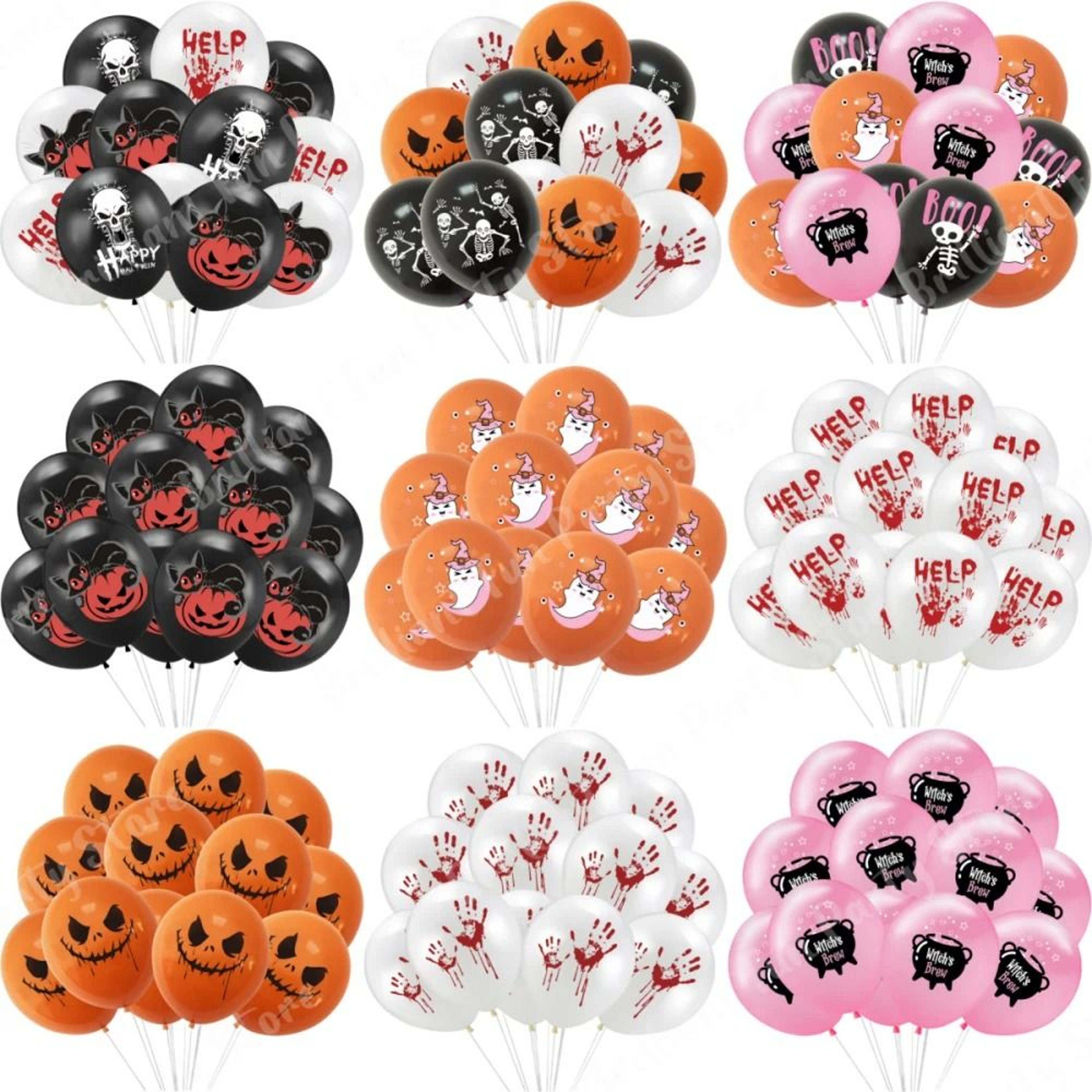 12 inch halloween latex balloons black orange white & pink party balloons for spooky decorations events & photo backdrop