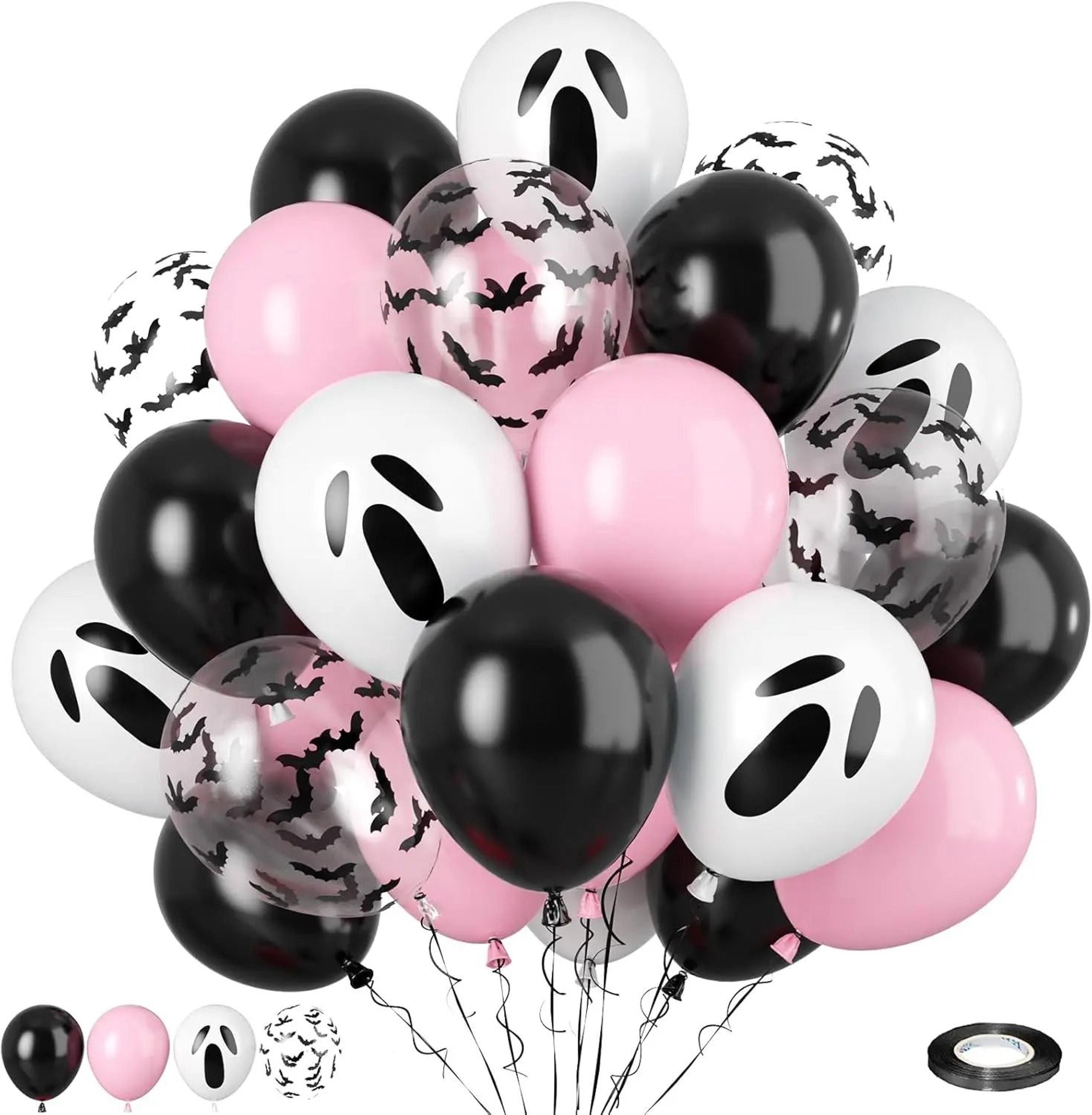 20-piece pink halloween balloon set with ghost, bat and confetti party decorations