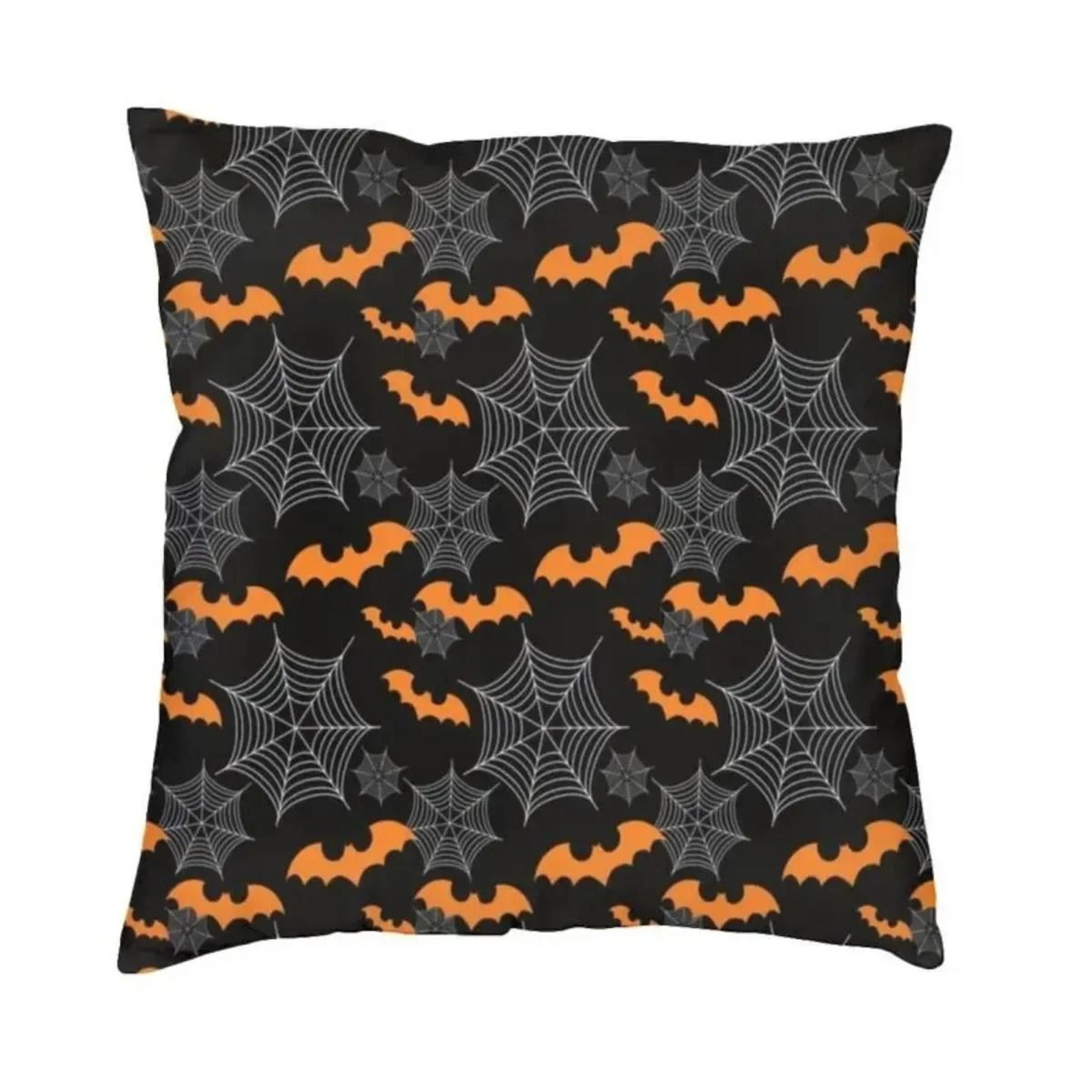 Pastel Goth Pink And Black Bat Throw Pillow Cover For Halloween Home Decor 16