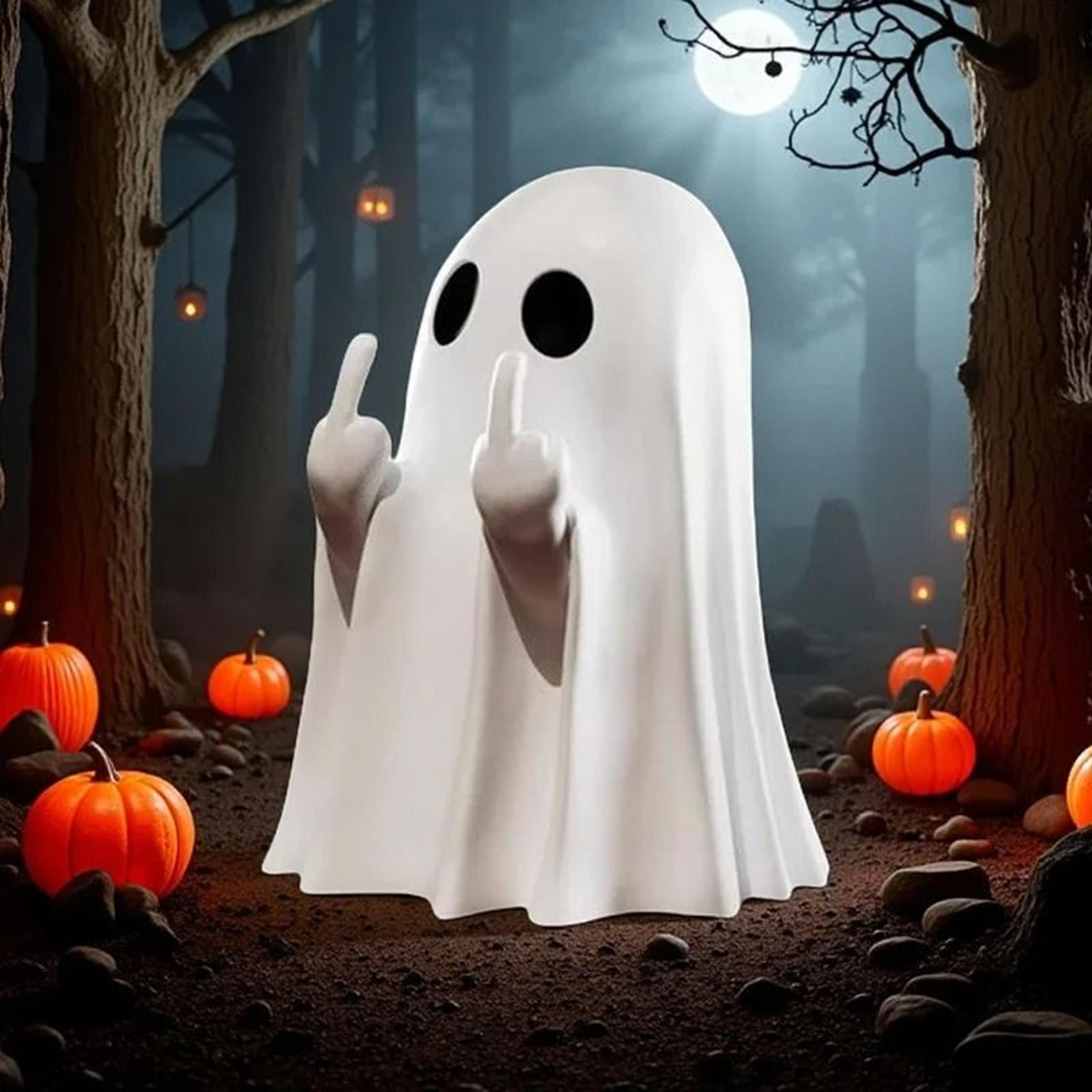 Funny Middle Finger Ghost Halloween Resin Statue For Home And Tabletop Decor 3